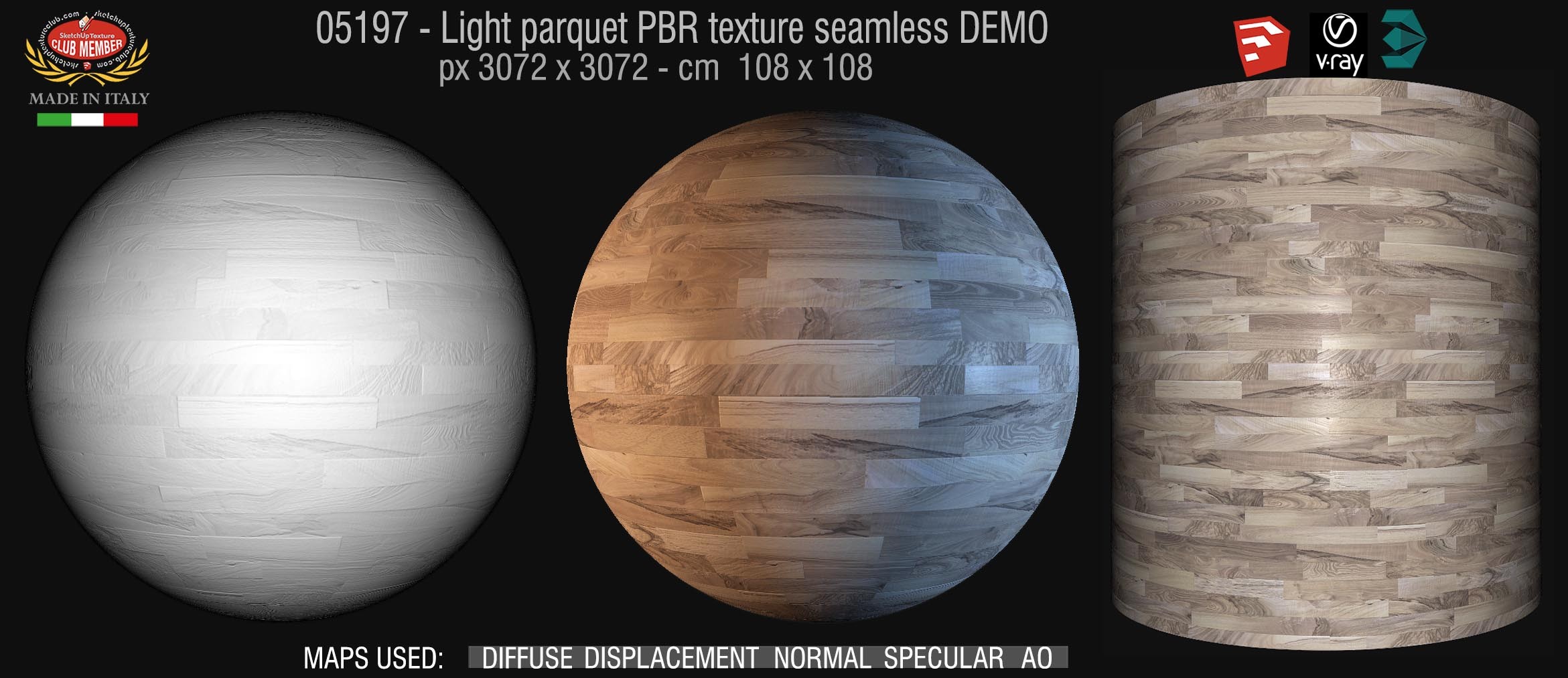 05197 Light parquet PBR texture seamless DEMO