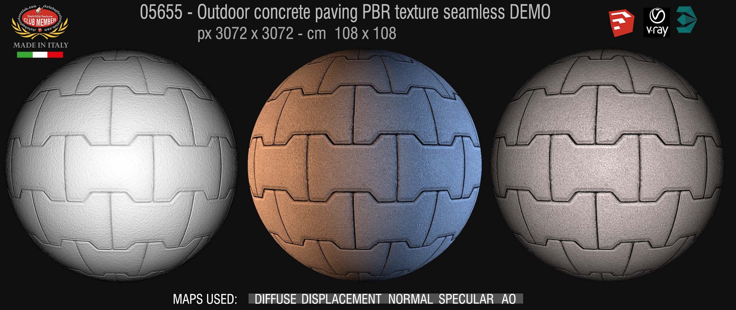 05655  Paving outdoor concrete regular block PBR texture seamless DEMO