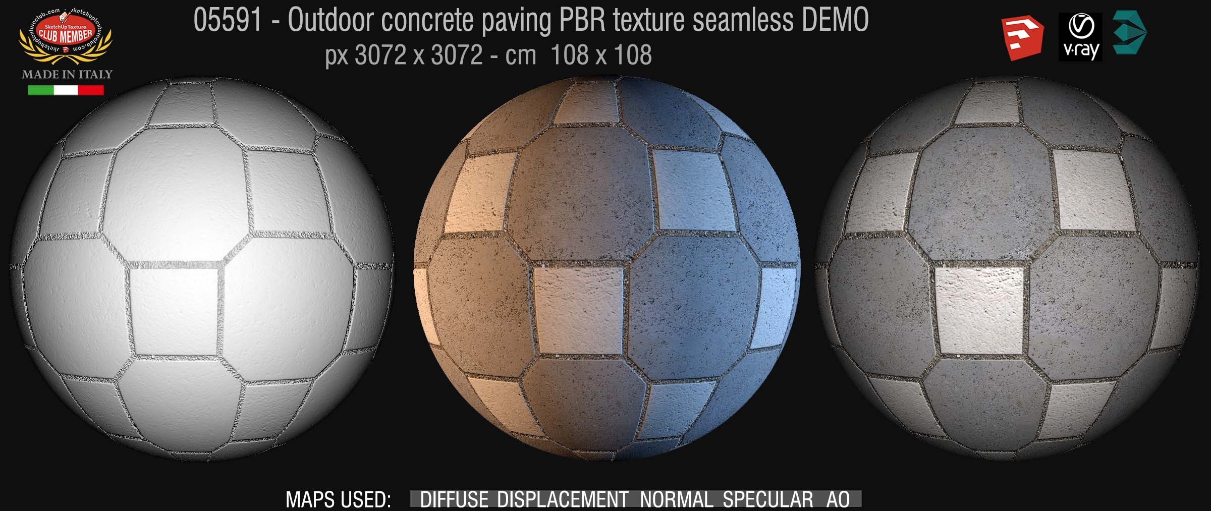 05591 Outdoor concrete paving PBR texture seamless DEMO