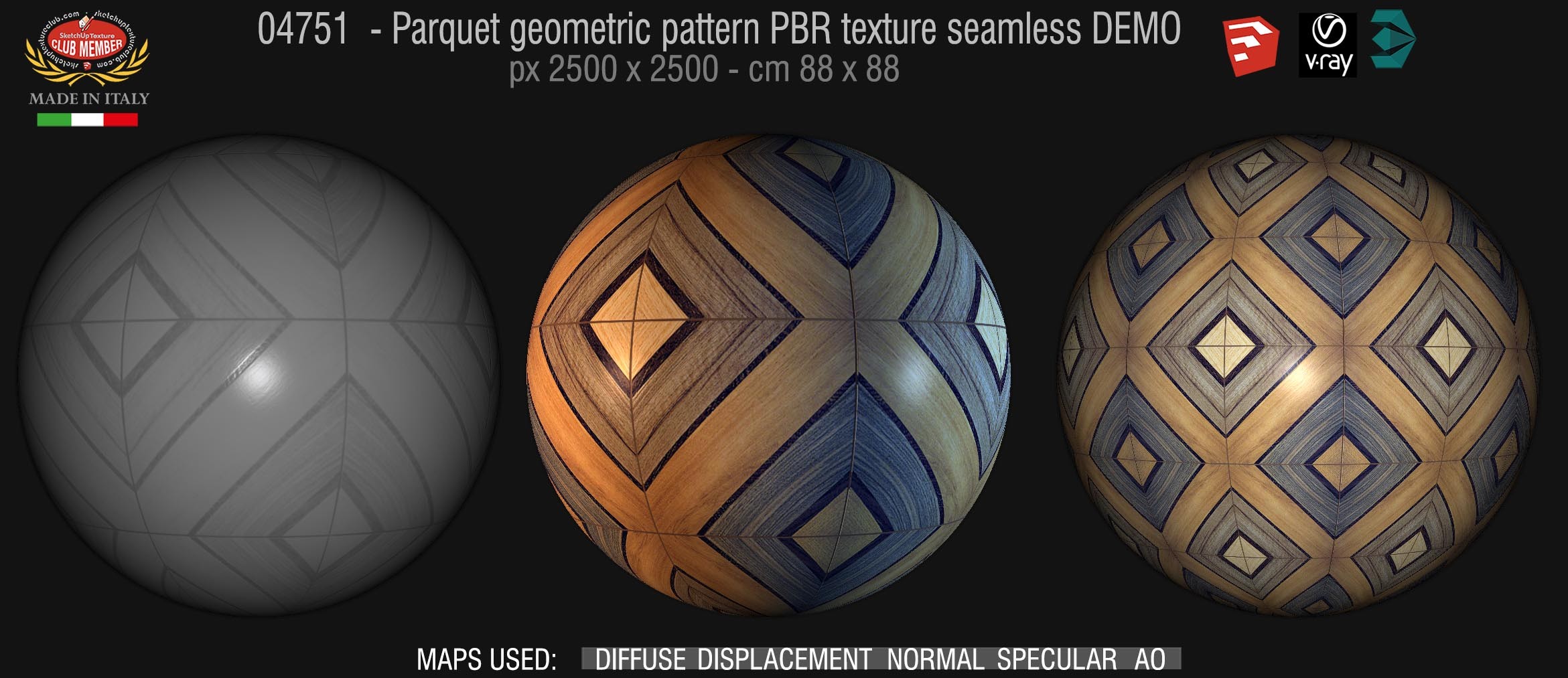 04751 Parquet geometric pattern PBR texture seamless DEMO