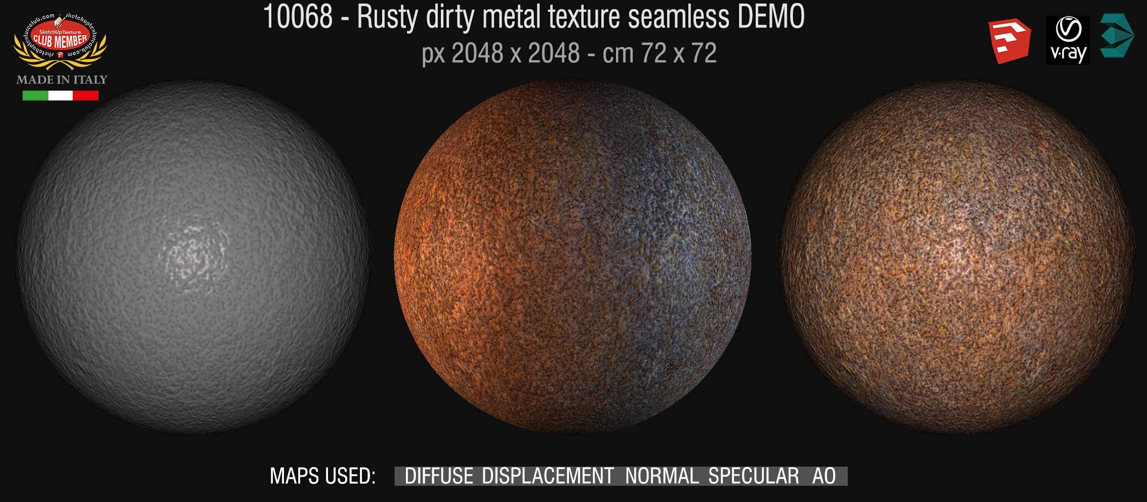 10068 Rusty dirty metal texture seamless 10068 + maps DEMO