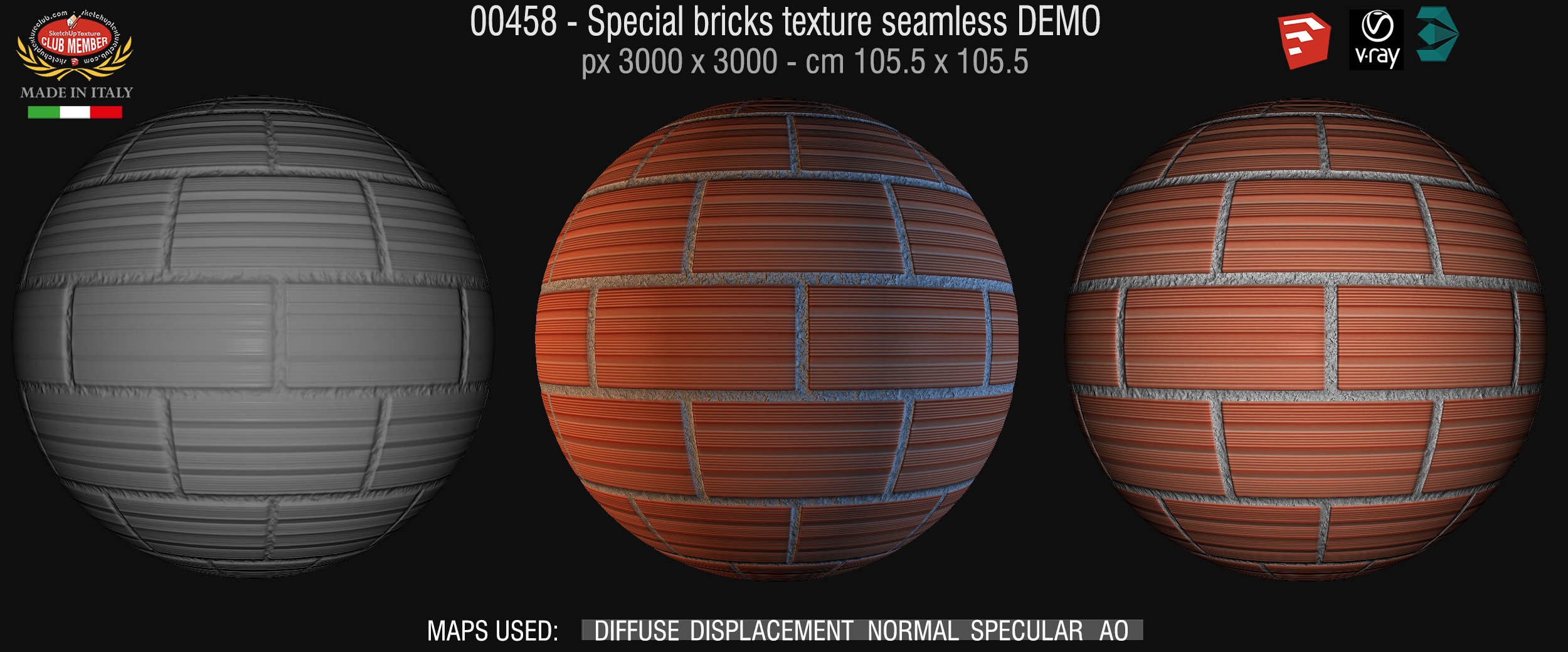 00458 Special bricks texture seamless + maps DEMO