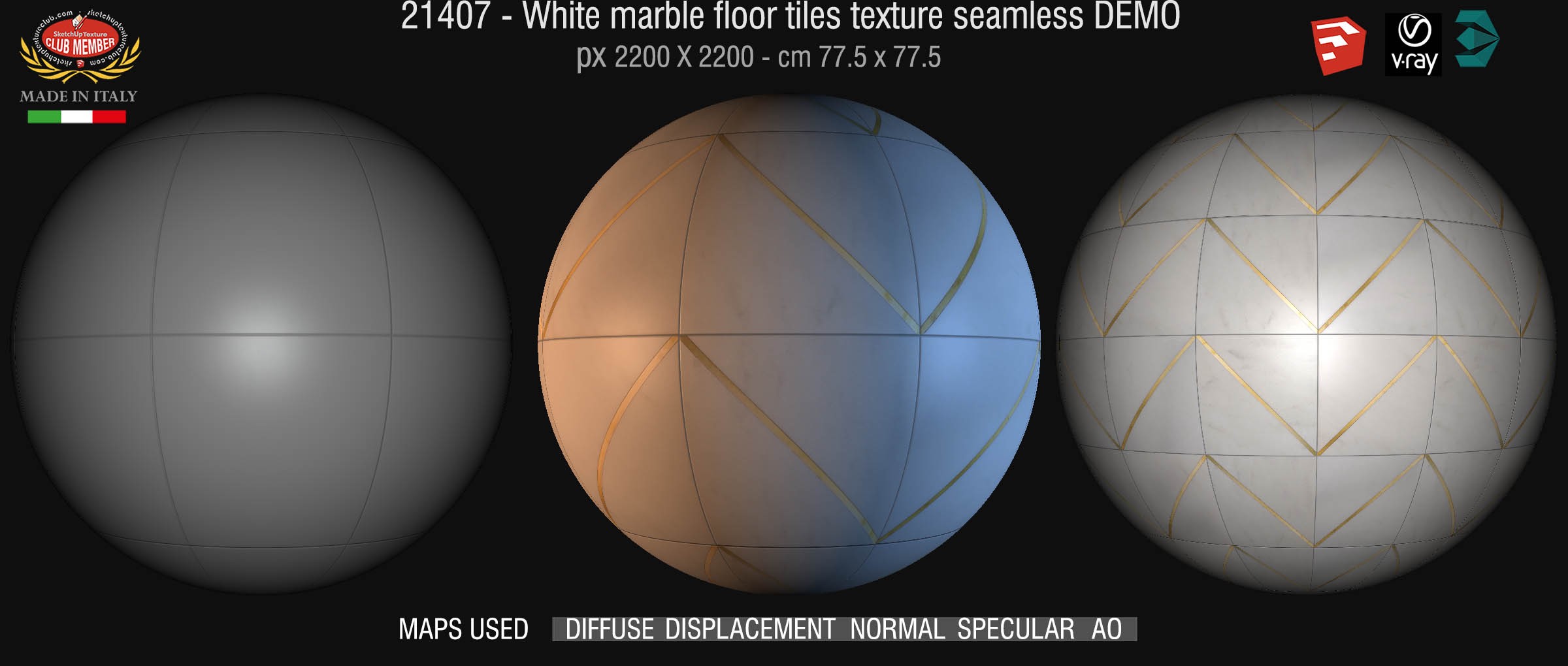 21407  white marble floor tiles texture seamless + maps DEMO