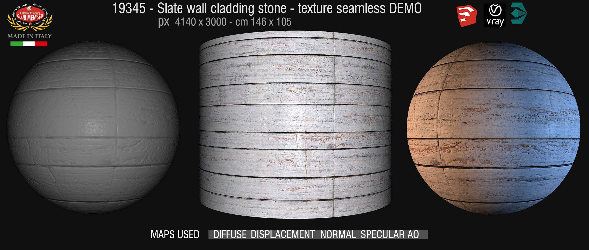 19345 Damaged travertine wall cladding texture seamless + maps DEMO