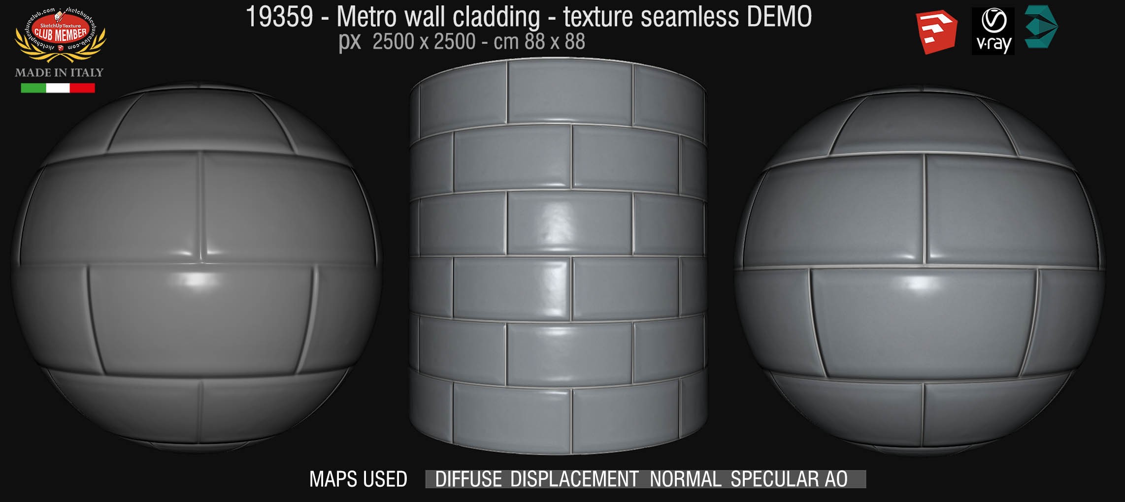 19359 Metro wall cladding stone texture seamless + maps DEMO