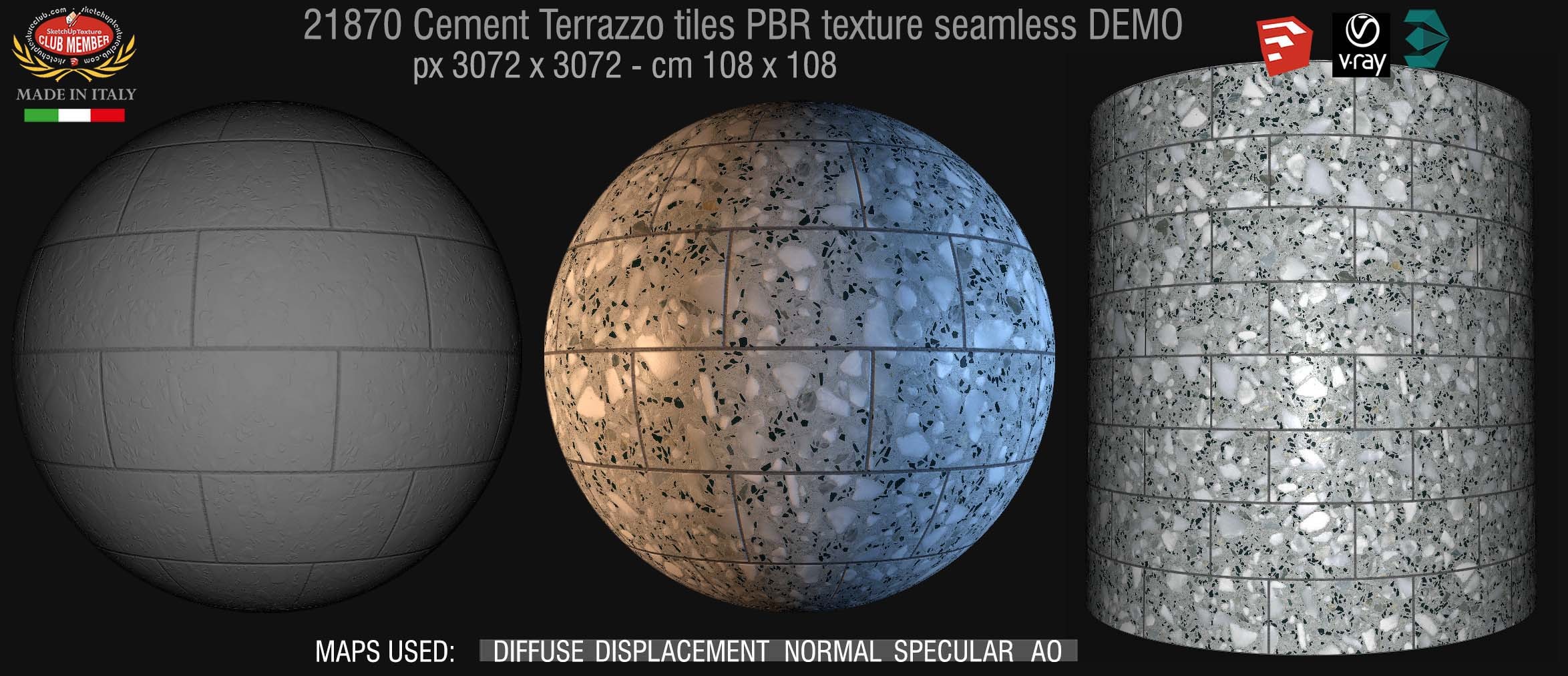 21870 Cement terrazzo tiles PBR texture seamless DEMO