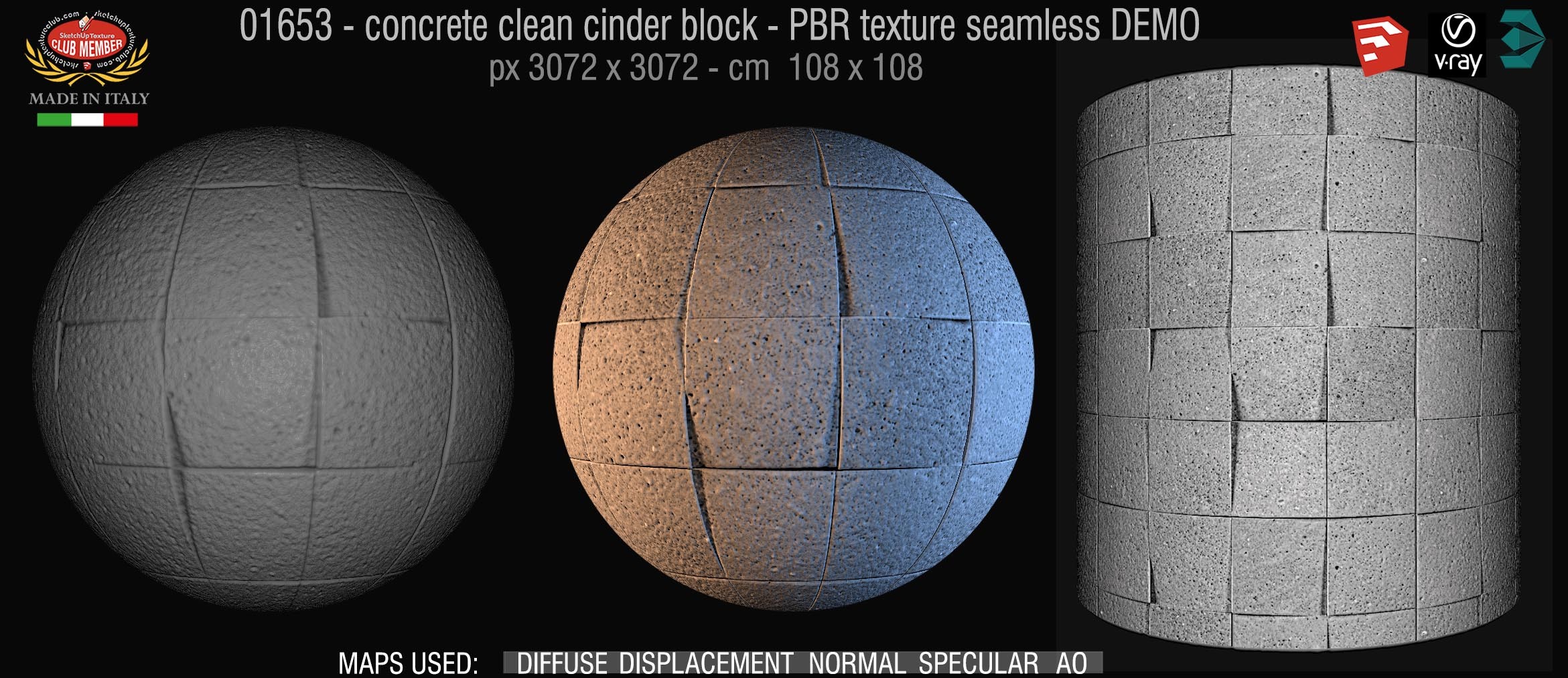 01653 concrete clean cinder block PBR texture seamless DEMO