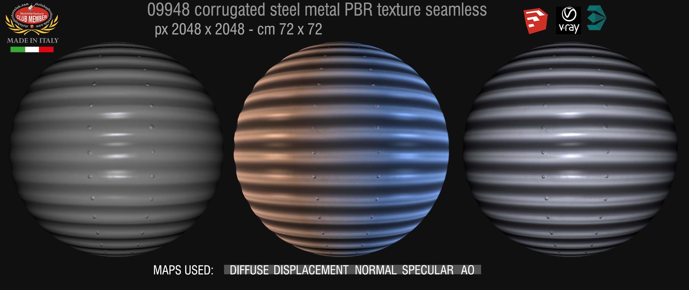 09948 Corrugated steel PBR texture seamless DEMO