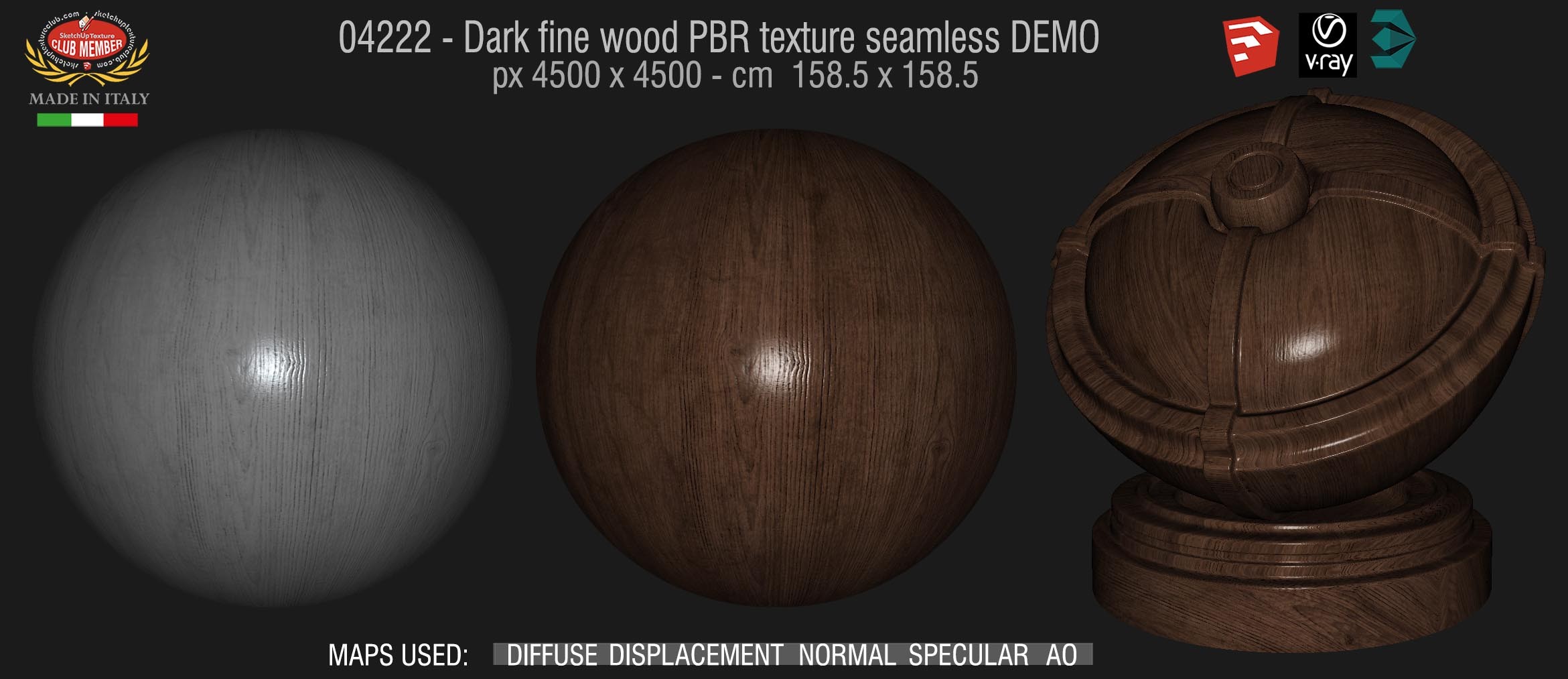 04222 Dark fine wood PBR texture seamless DEMO
