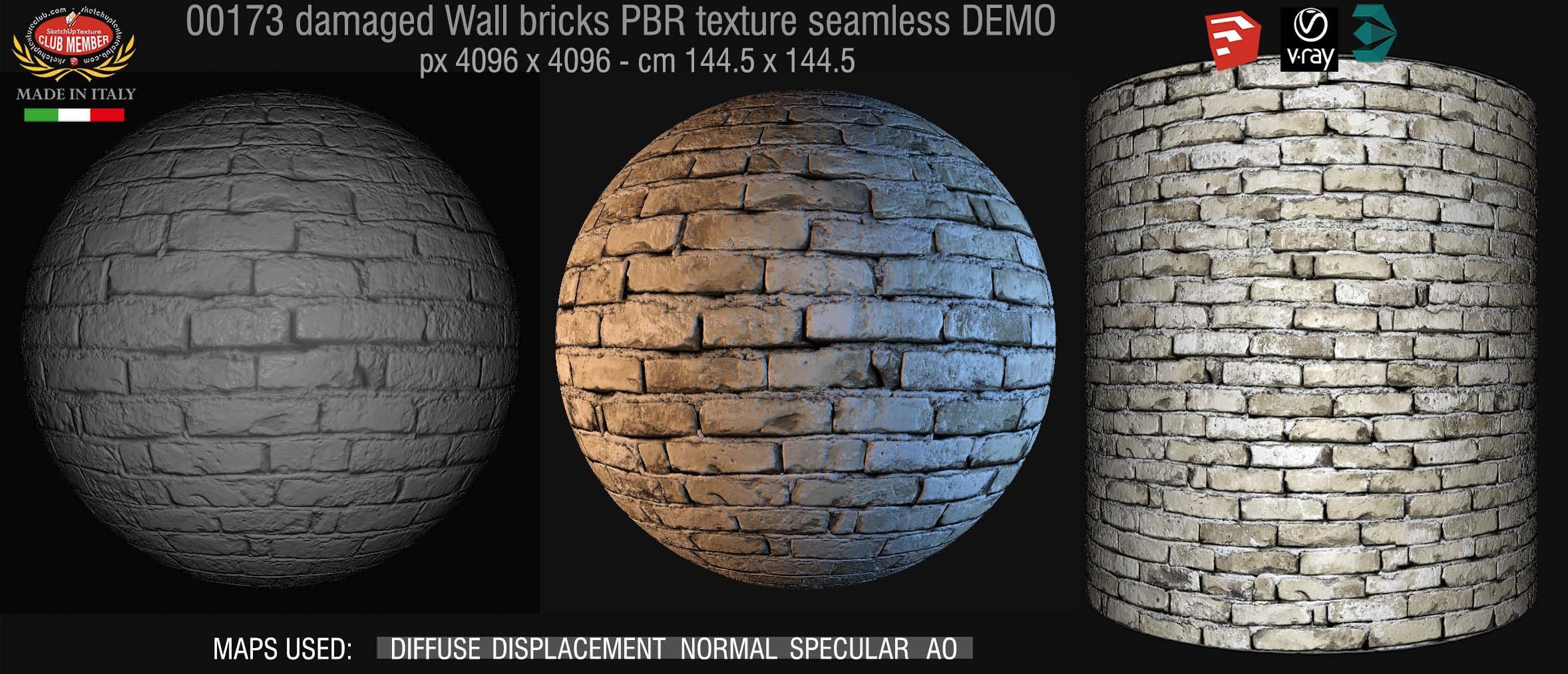 00173 Dirty bricks PBR texture seamless DEMO