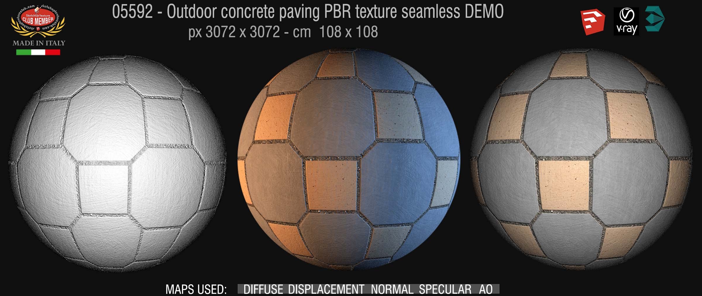 05592 Outdoor concrete paving PBR texture seamless DEMO