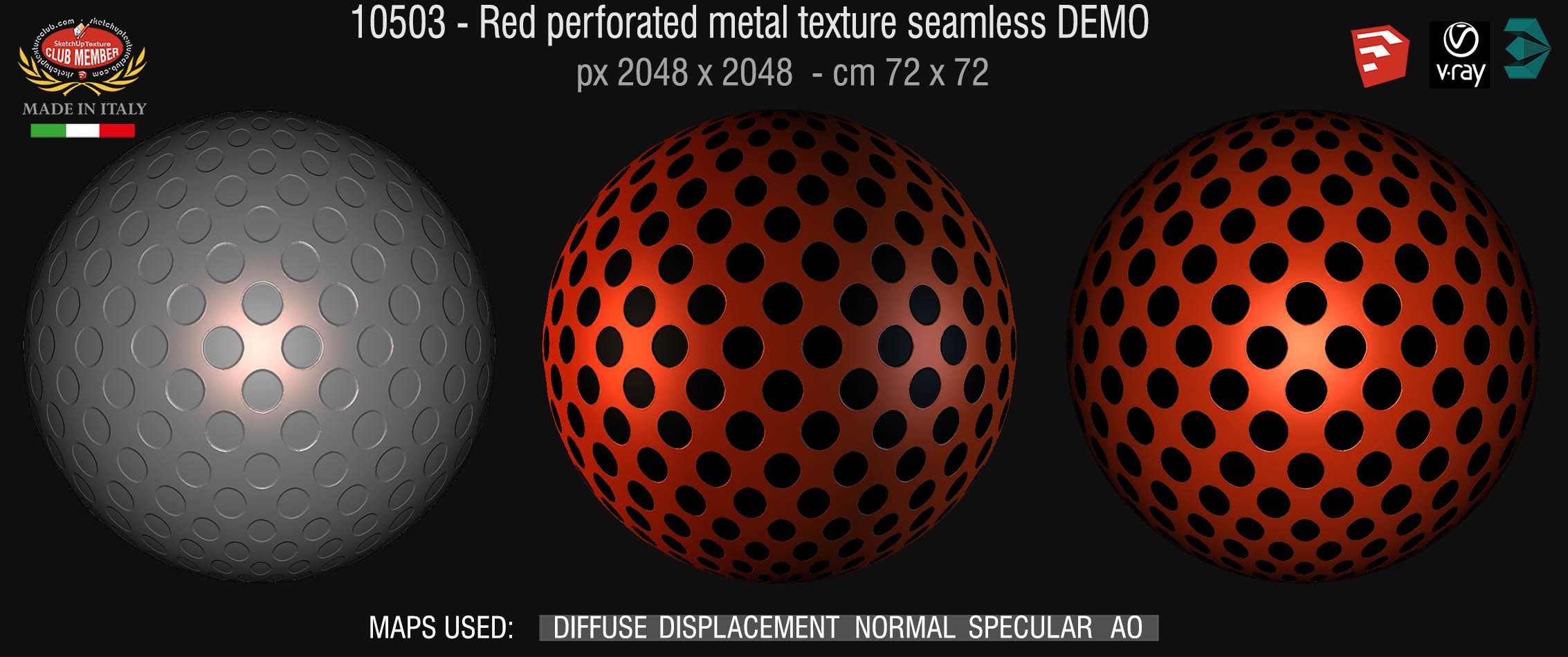 10503 HR Red perforated metal texture seamless + maps DEMO