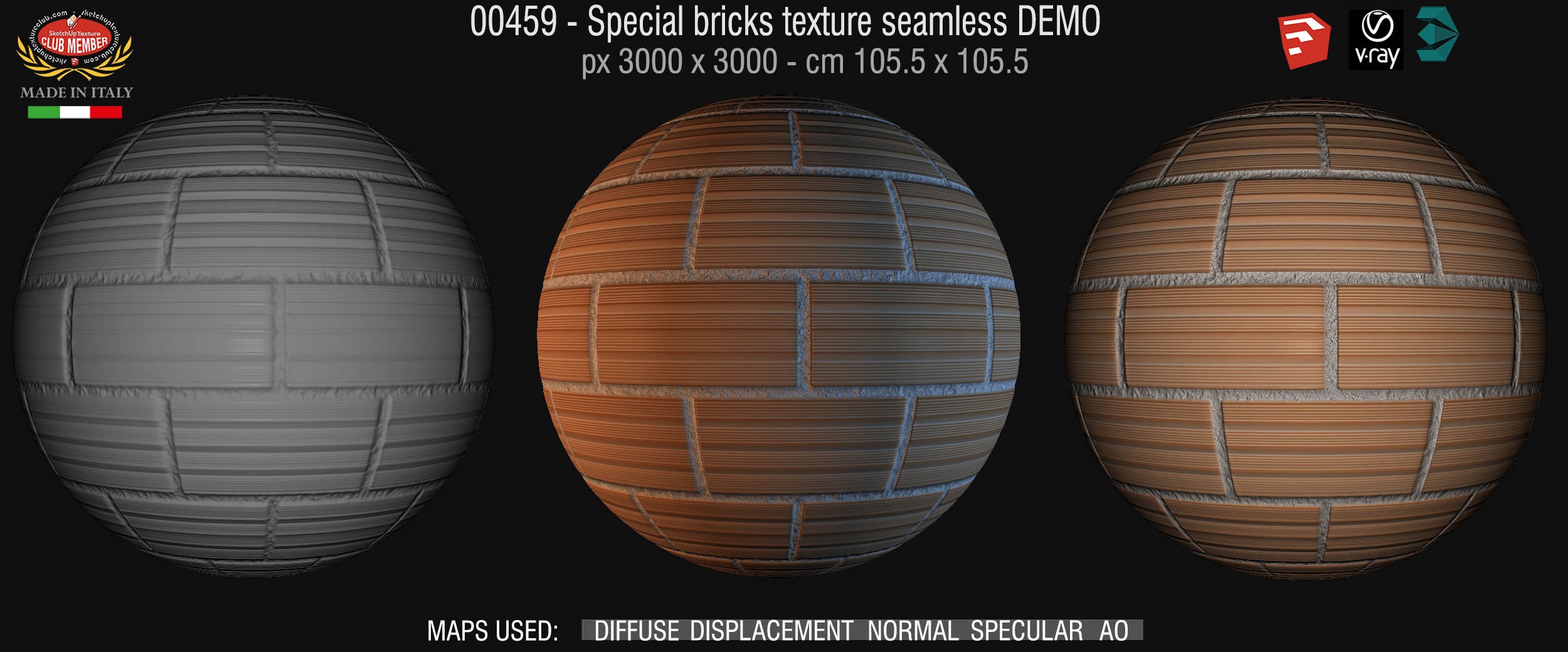 00459 Special bricks texture seamless + maps DEMO