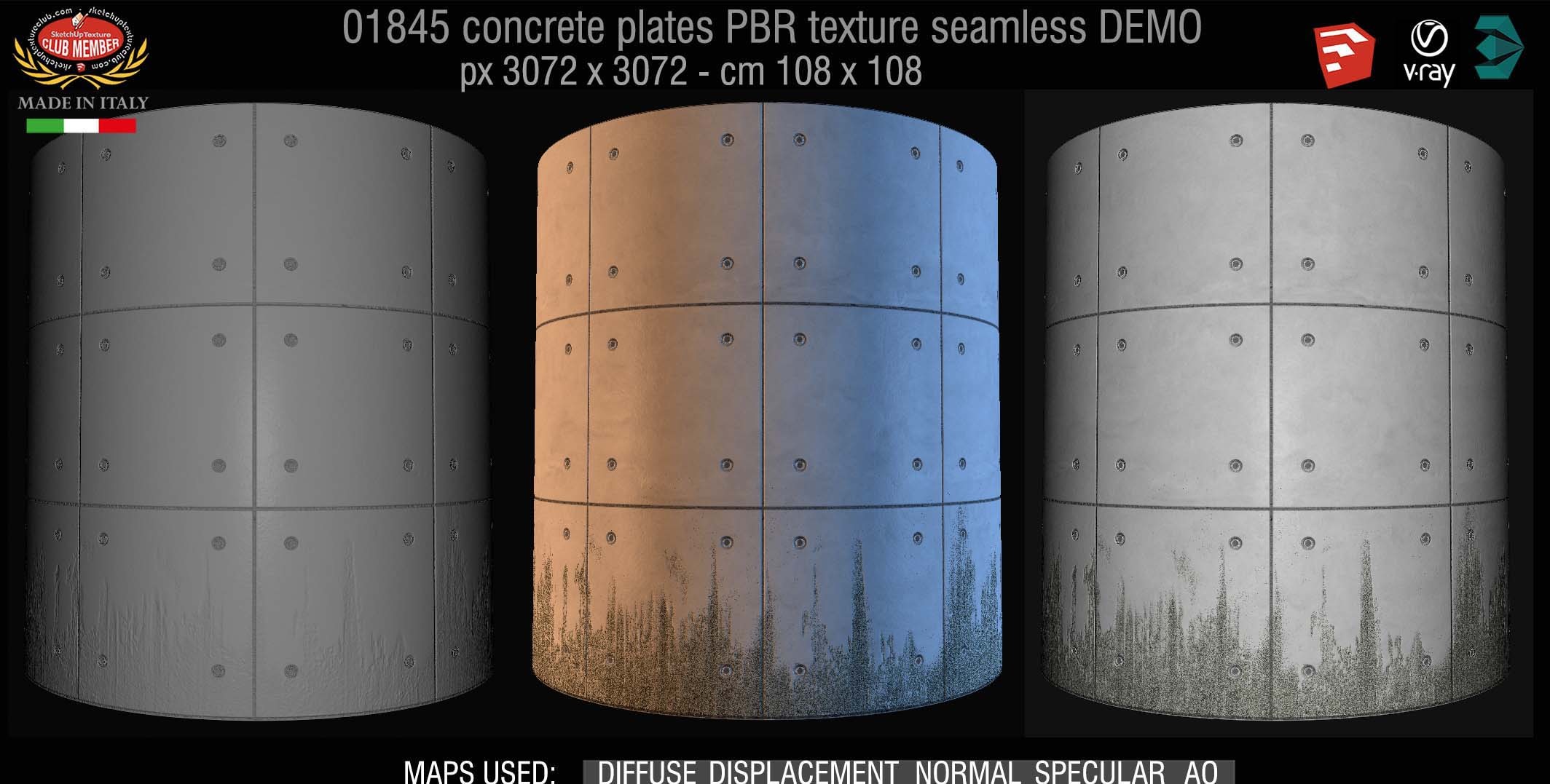01845 Tadao Ando concrete plates PBR texture seamless DEMO