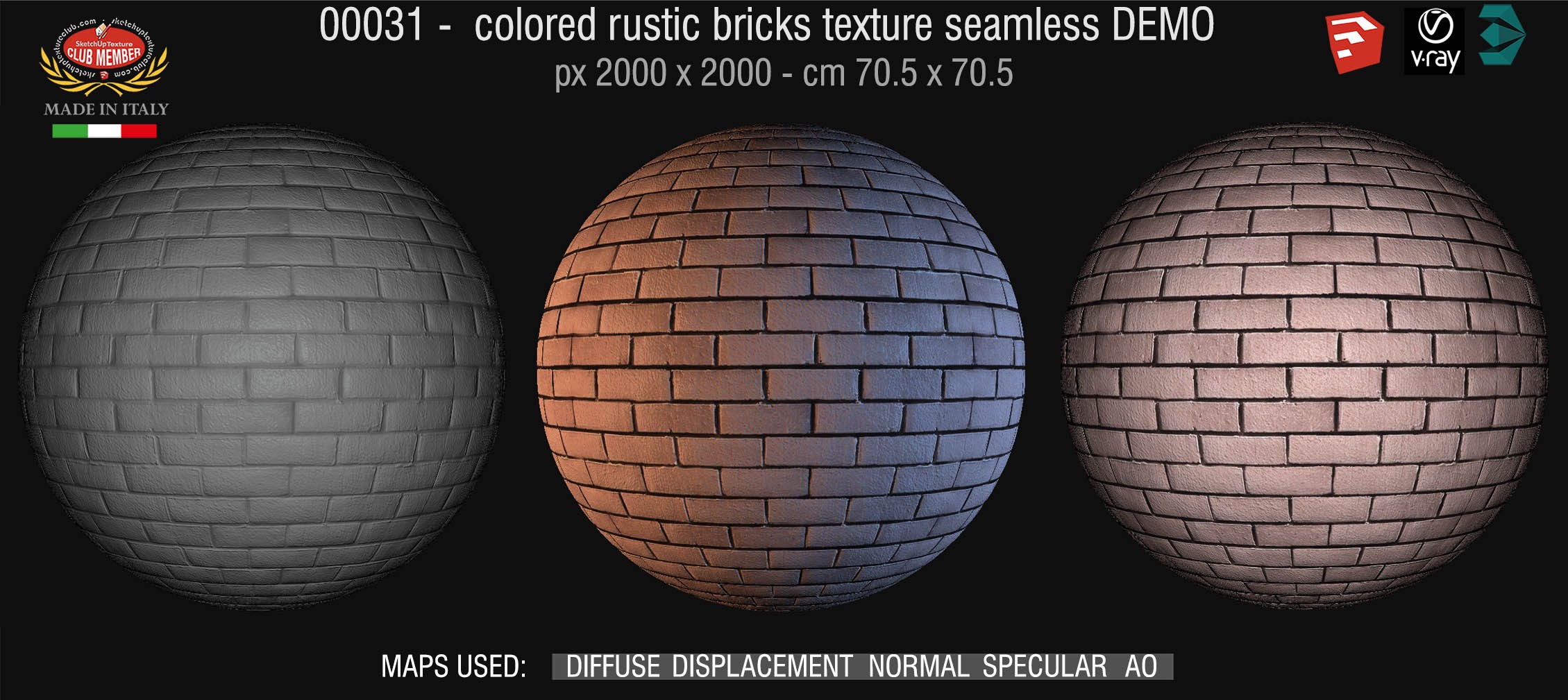 00031 colored rustic bricks texture seamless + maps DEMO