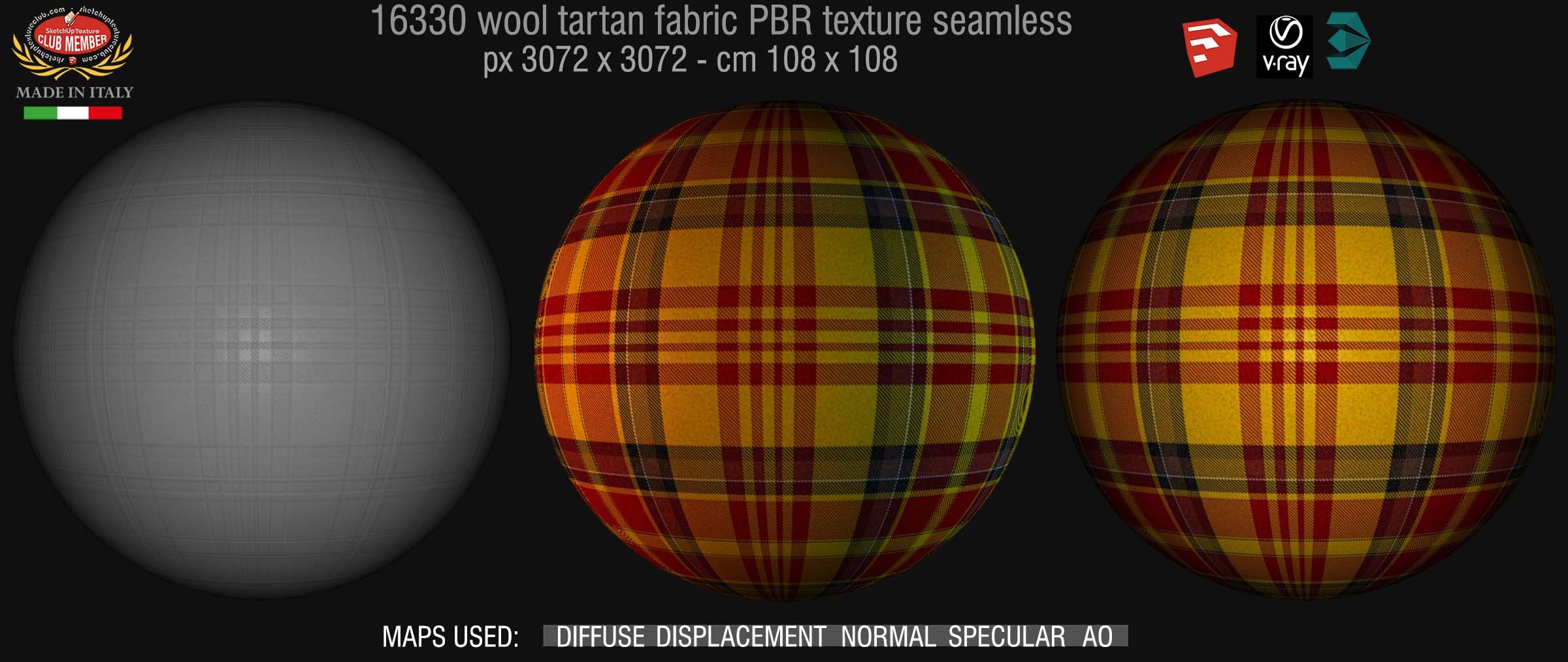 16330 Wool tartan fabric PBR texture seamless DEMO