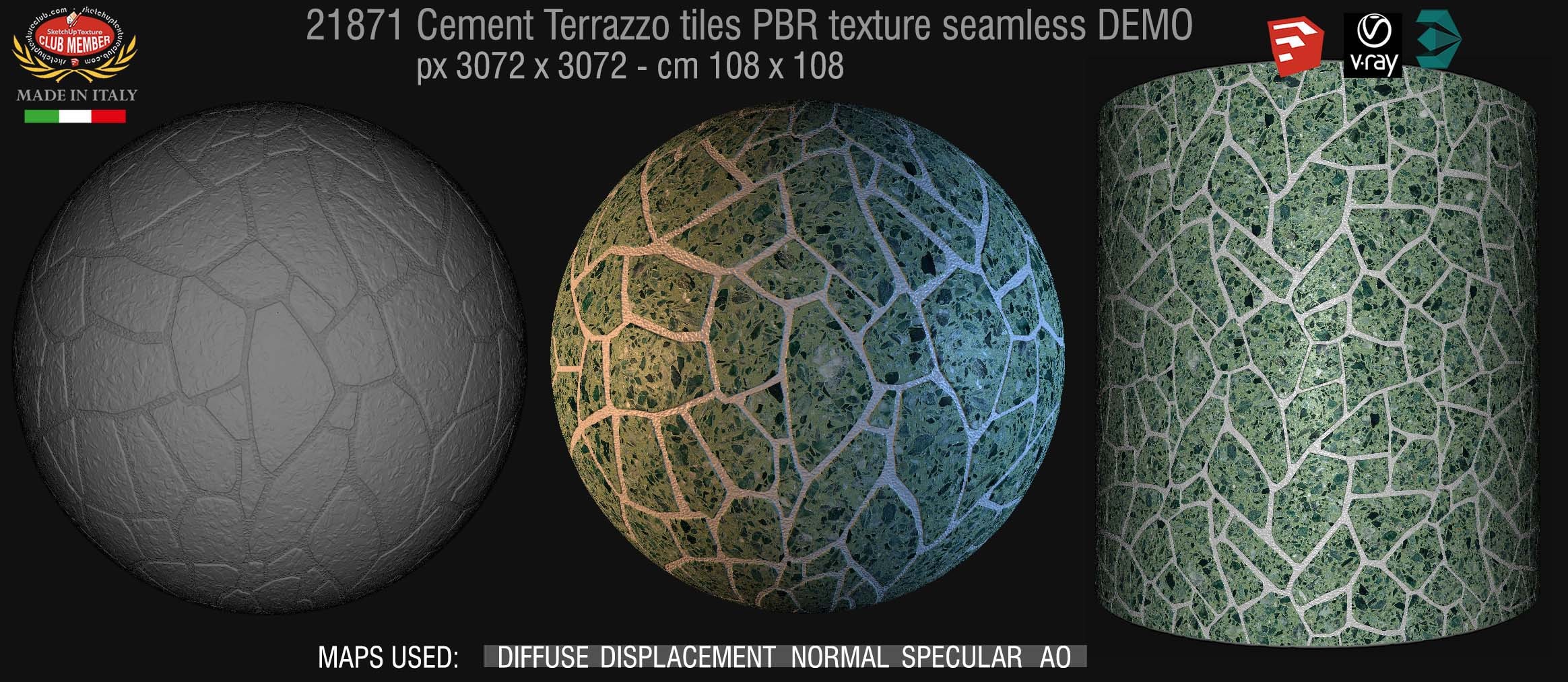 21871 Cement terrazzo tiles PBR texture seamless DEMO