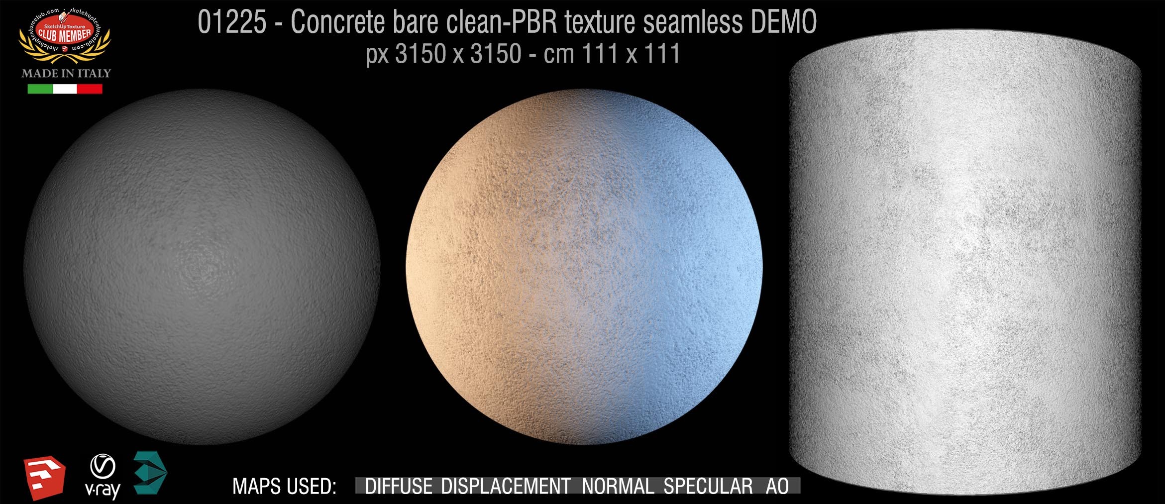 01225 Concrete bare clean-PBR texture seamless DEMO