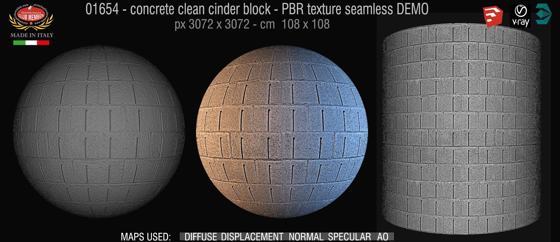 01654 concrete clean cinder block PBR texture seamless DEMO