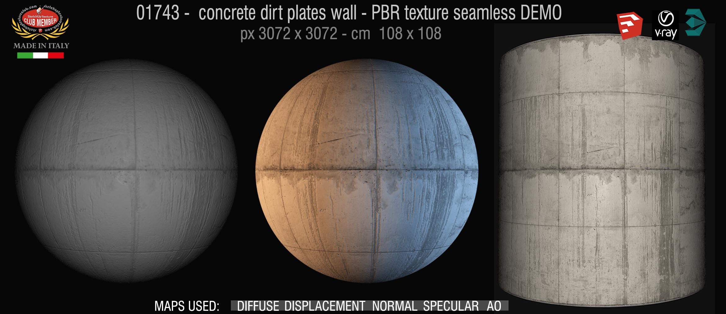 01743  concrete dirt plates wall PBR texture seamless DEMO