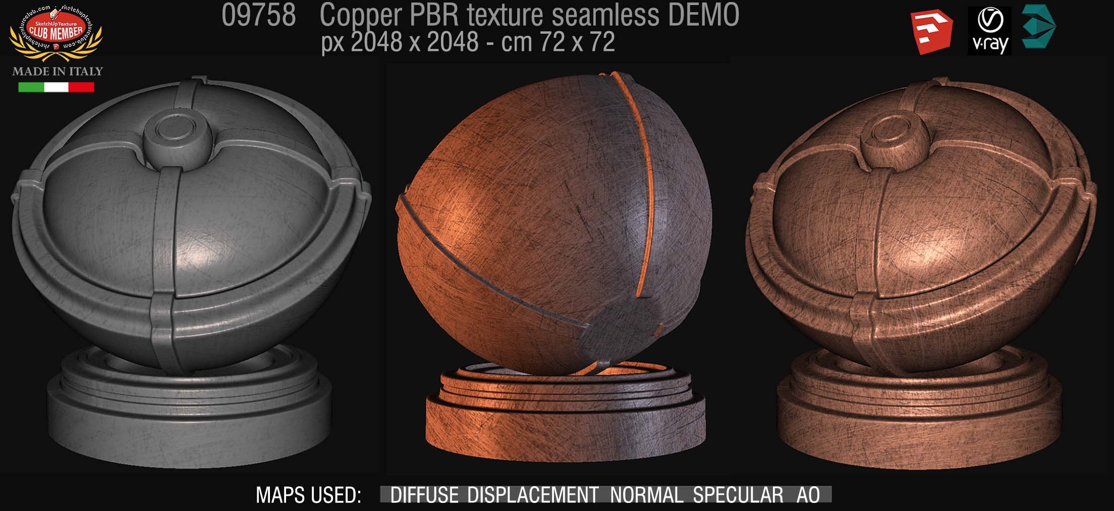 09758 Copper metal PBR texture seamless DEMO