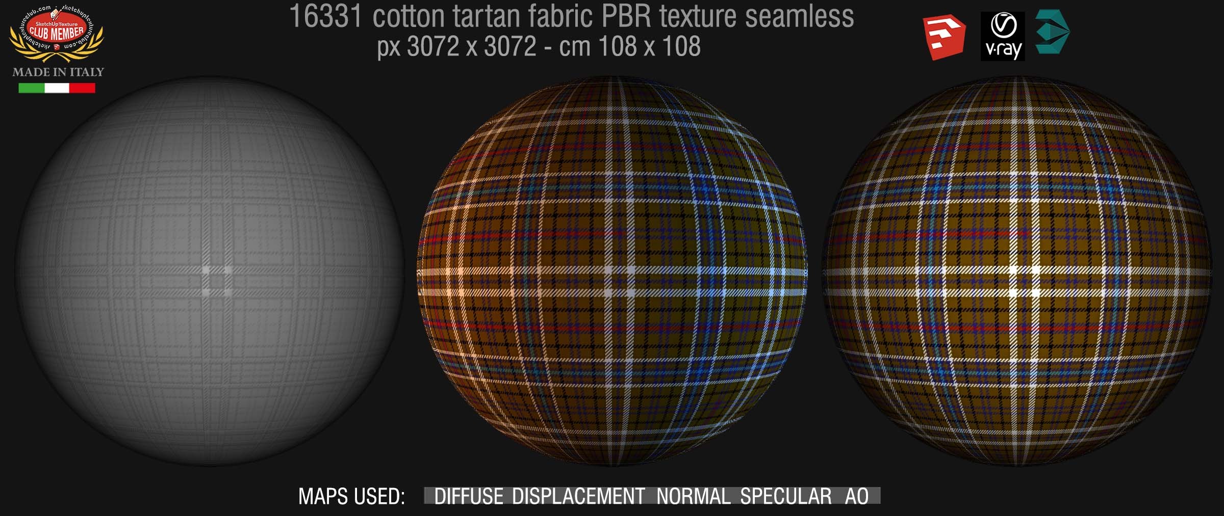 16331 Cotton tartan fabric PBR texture seamless DEMO