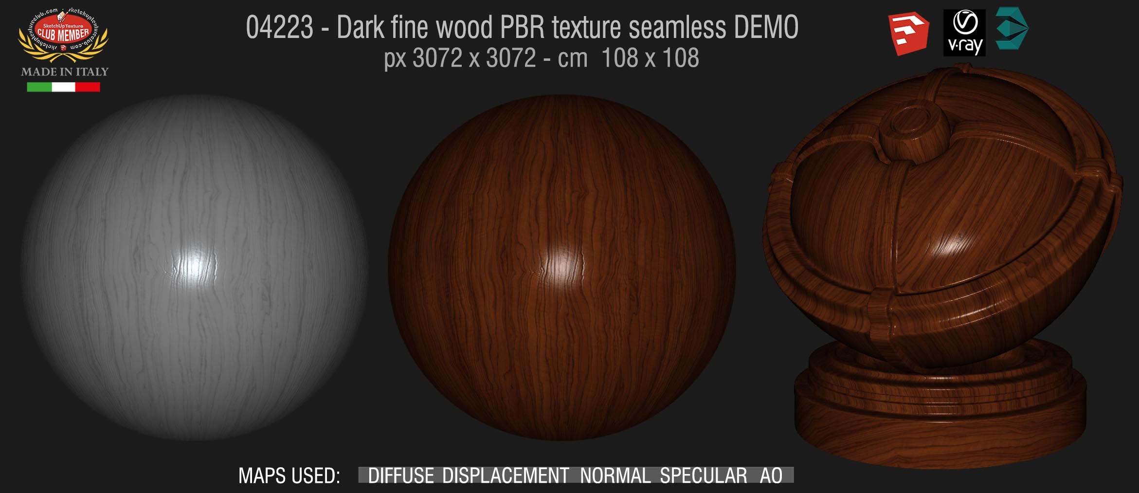 04223 Dark fine wood PBR texture seamless DEMO