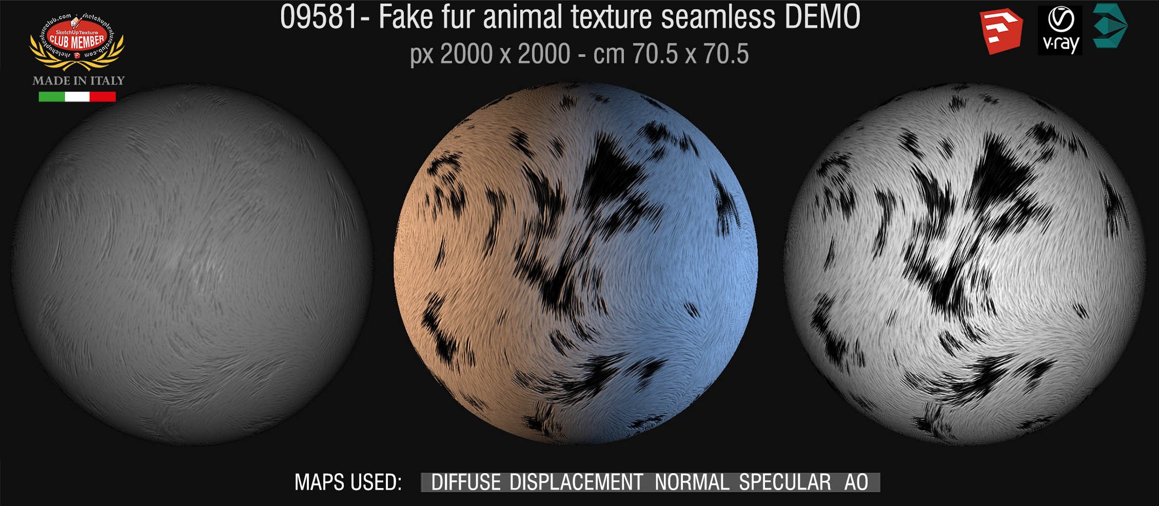 09581 HR fake fur animal texture seamless + maps DEMO