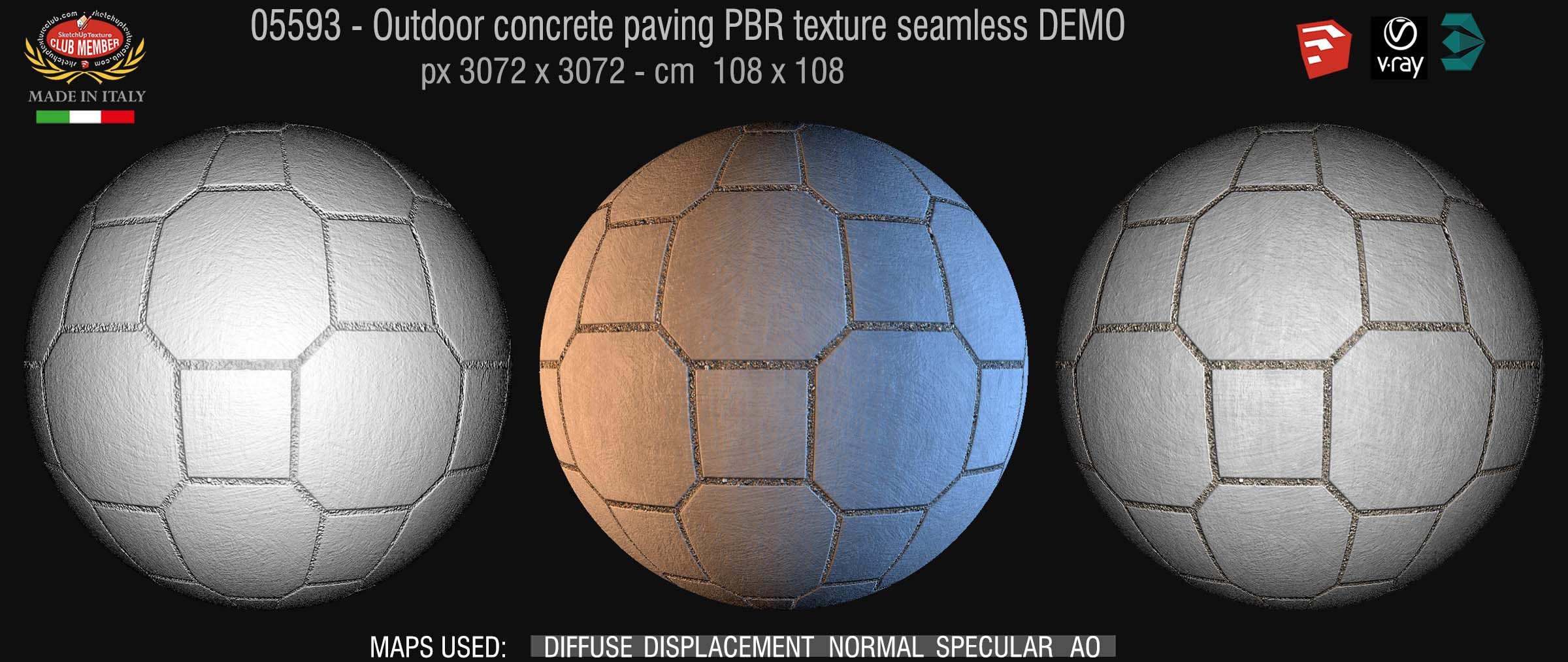 05593 Outdoor concrete paving PBR texture seamless DEMO