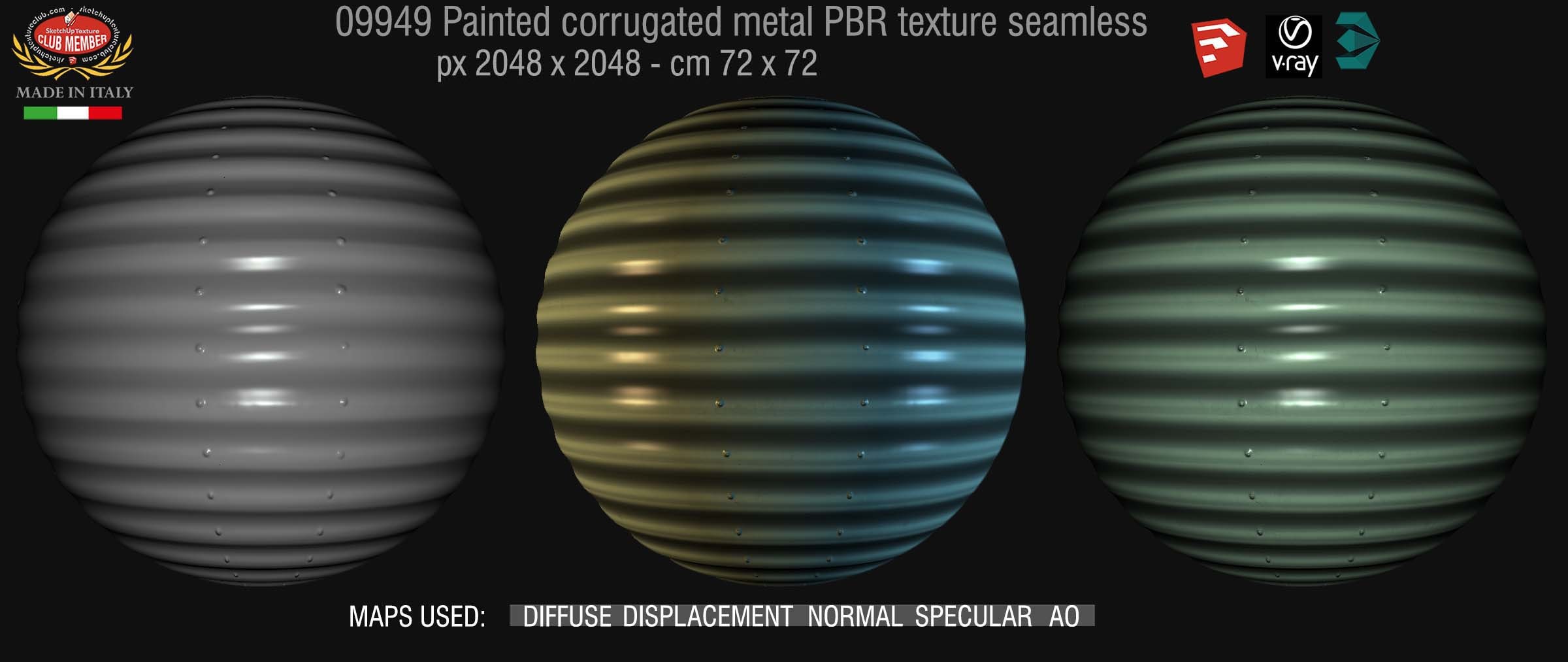 09949 Painted corrugated steel PBR texture seamless DEMO
