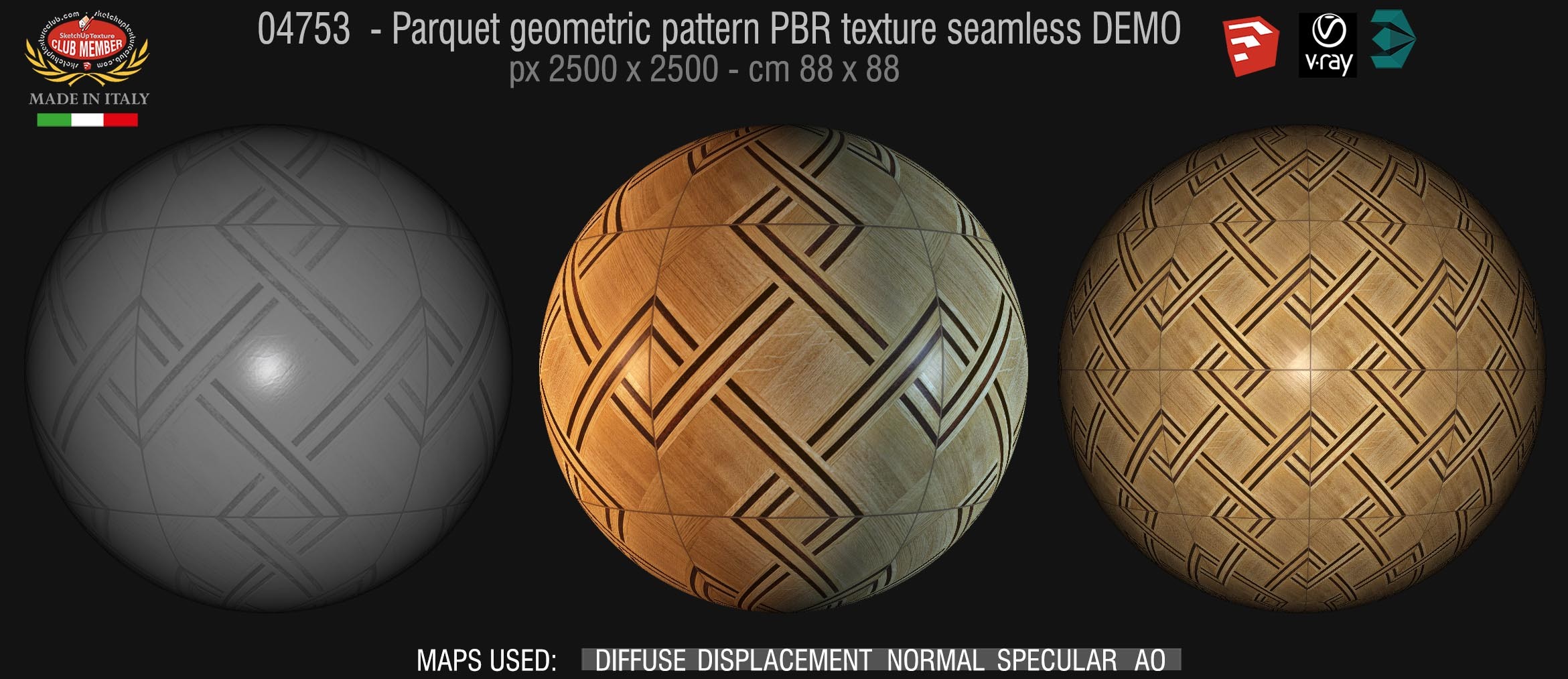 04753 Parquet geometric pattern PBR texture seamless DEMO