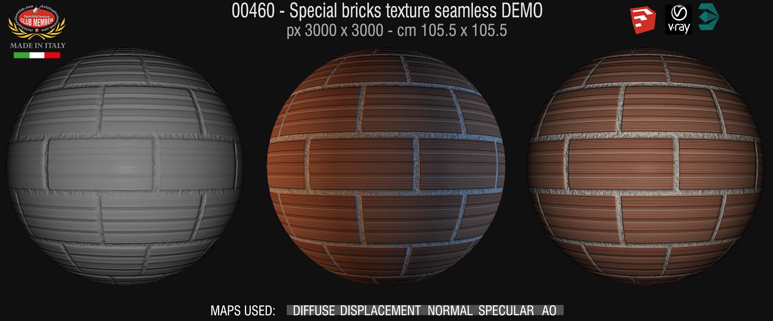 00460 Special bricks texture seamless + maps DEMO