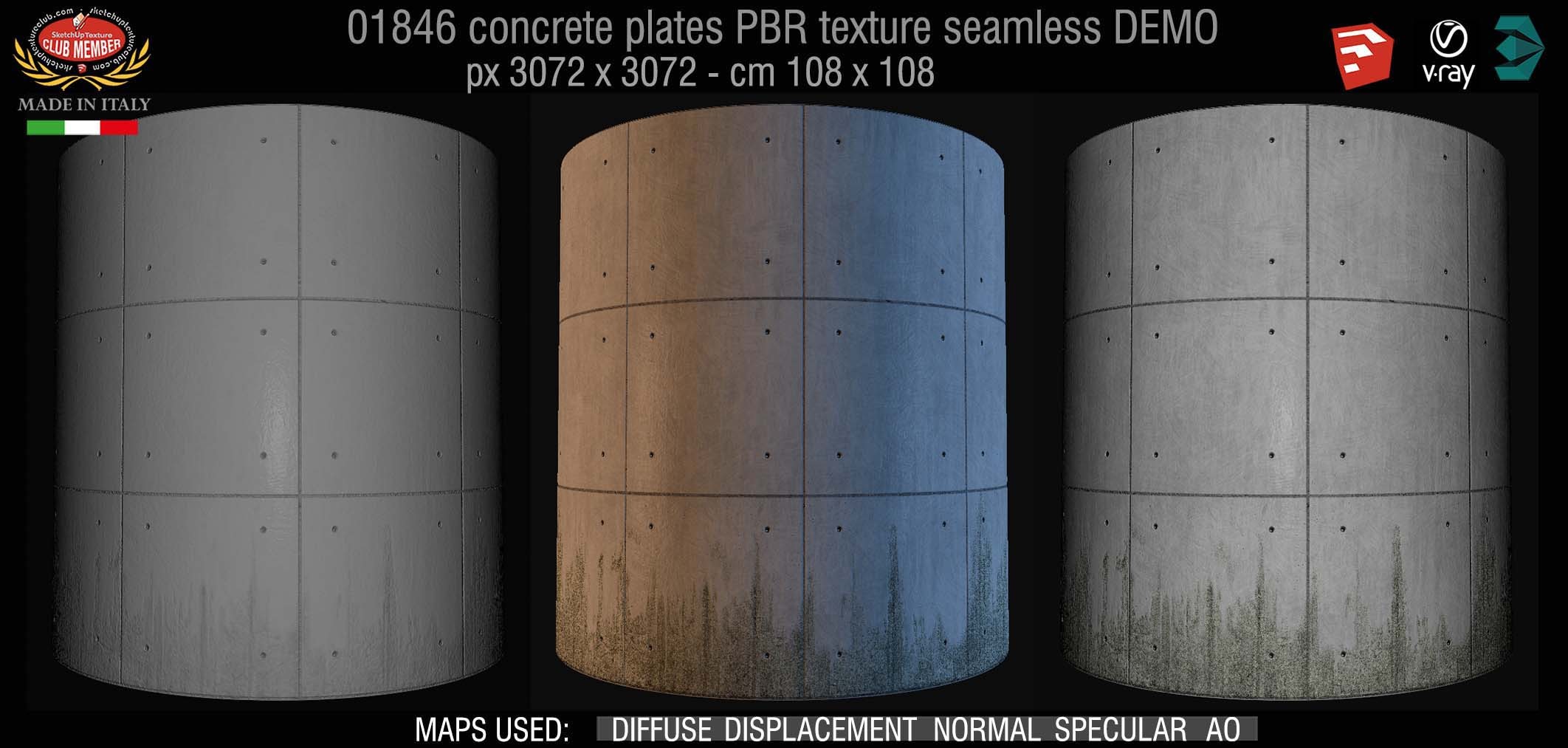 01846 Tadao Ando concrete plates PBR texture seamless DEMO