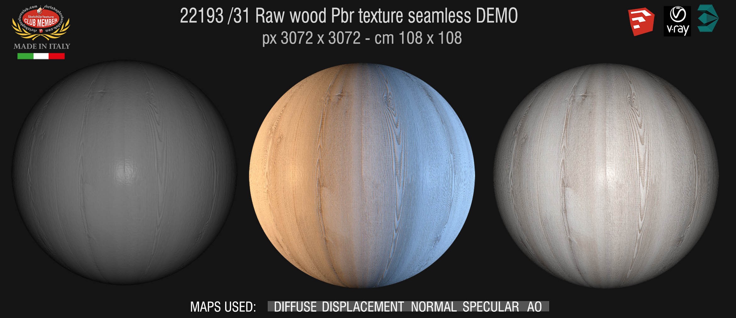 22193/31 Raw wood PBR texture seamless DEMO