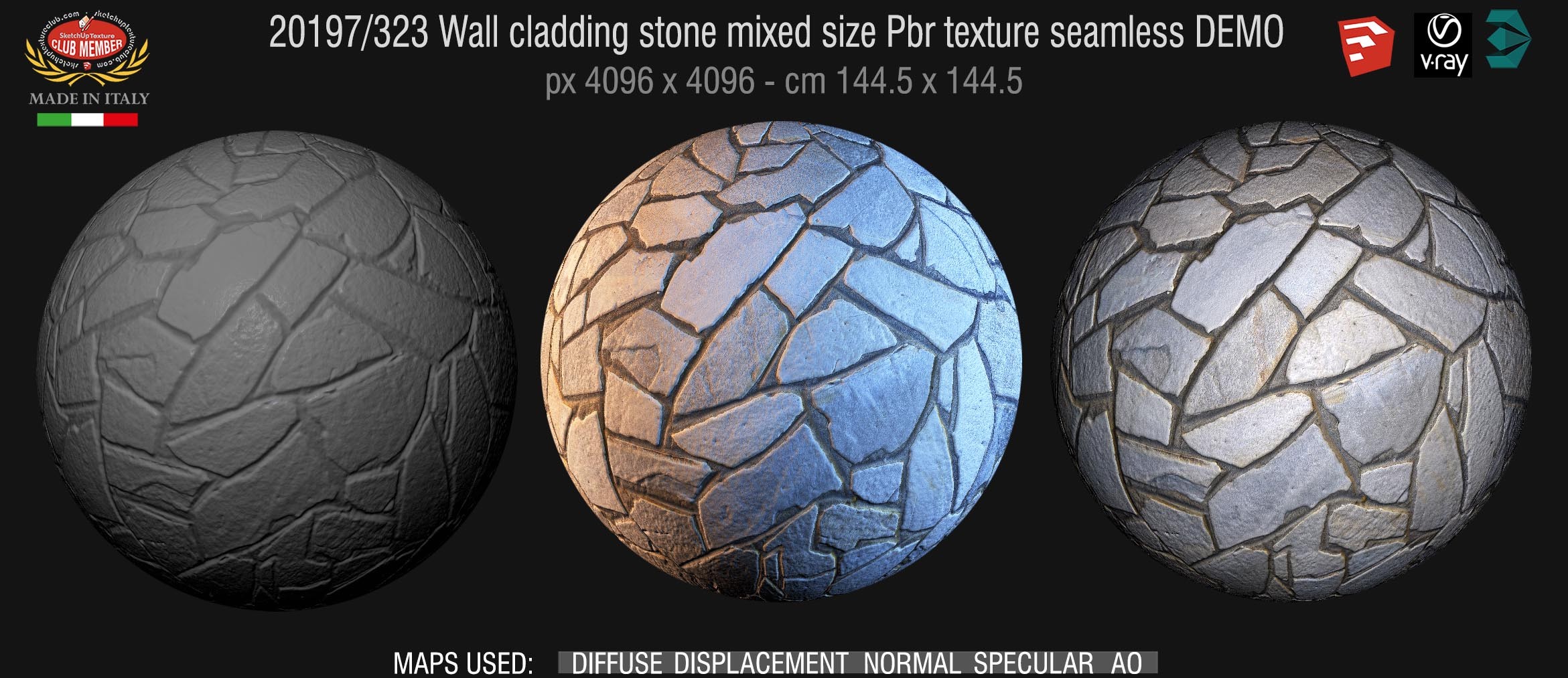 20197 Building wall cladding stone Pbr texture seamless DEMO