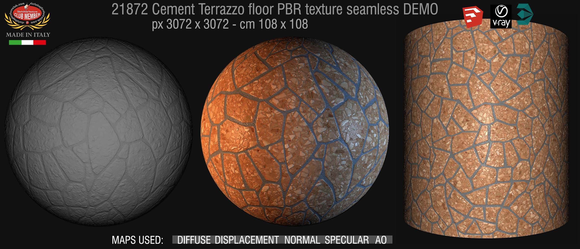 21872 Cement terrazzo floor PBR texture seamless DEMO