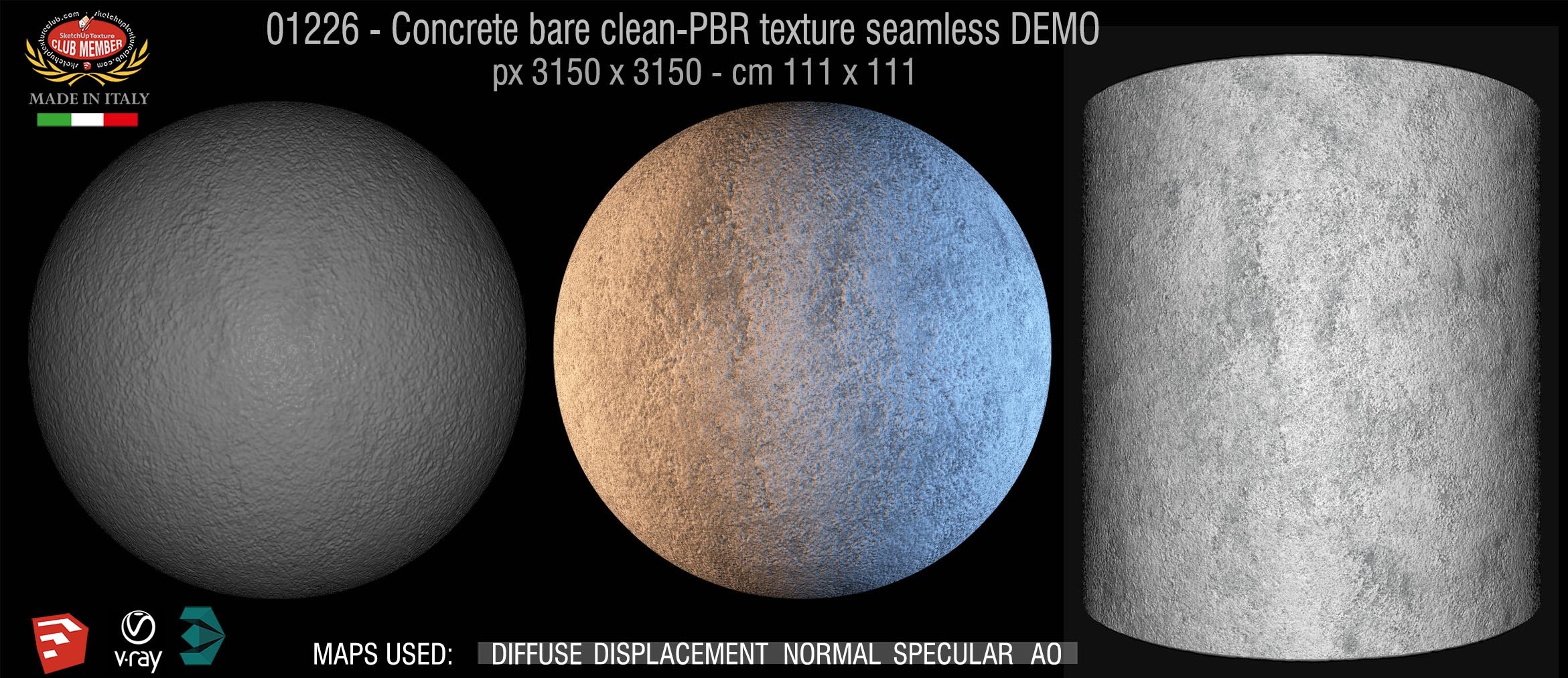 01226 Concrete bare clean-PBR texture seamless DEMO