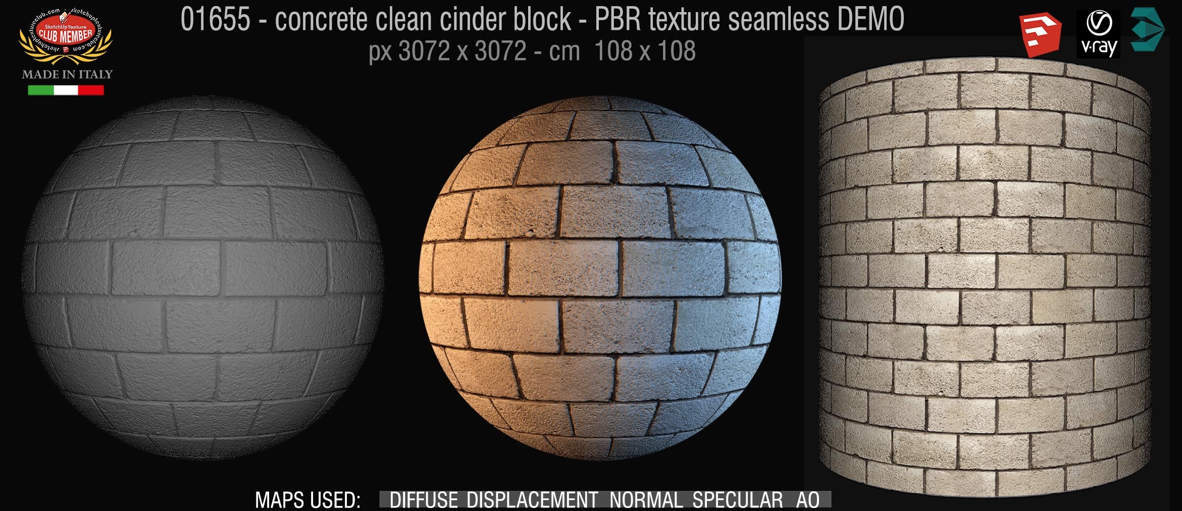 01655 concrete clean cinder block PBR texture seamless DEMO