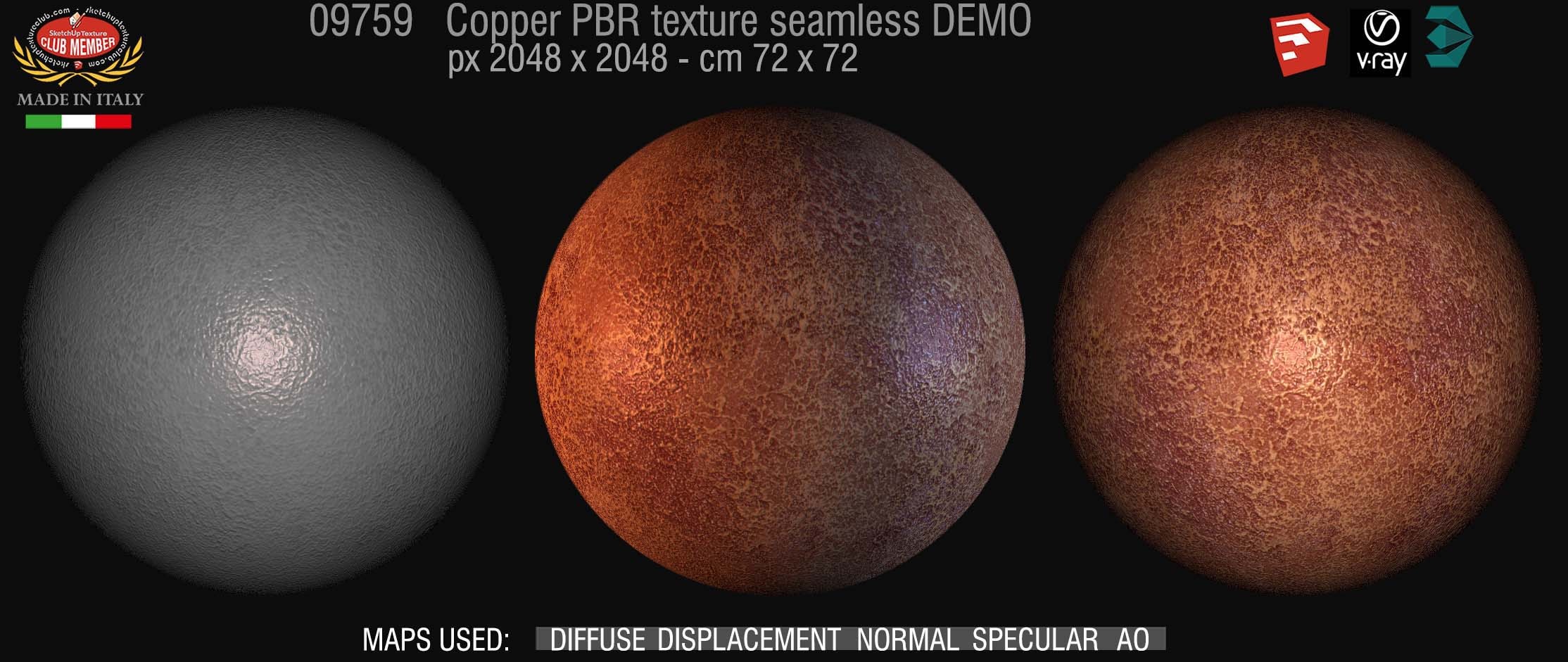 09759 Copper metal PBR texture seamless DEMO