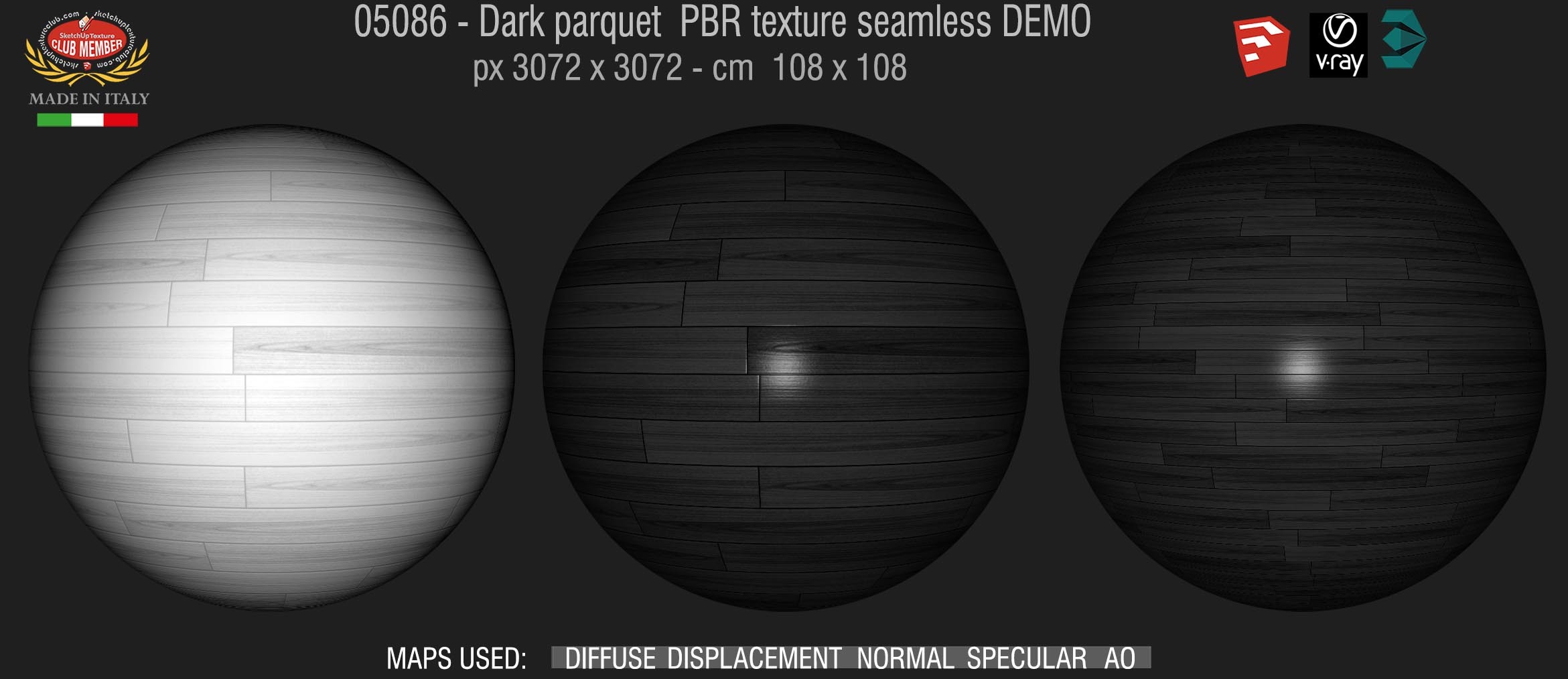 05086 Dark parquet PBR texture seamless DEMO
