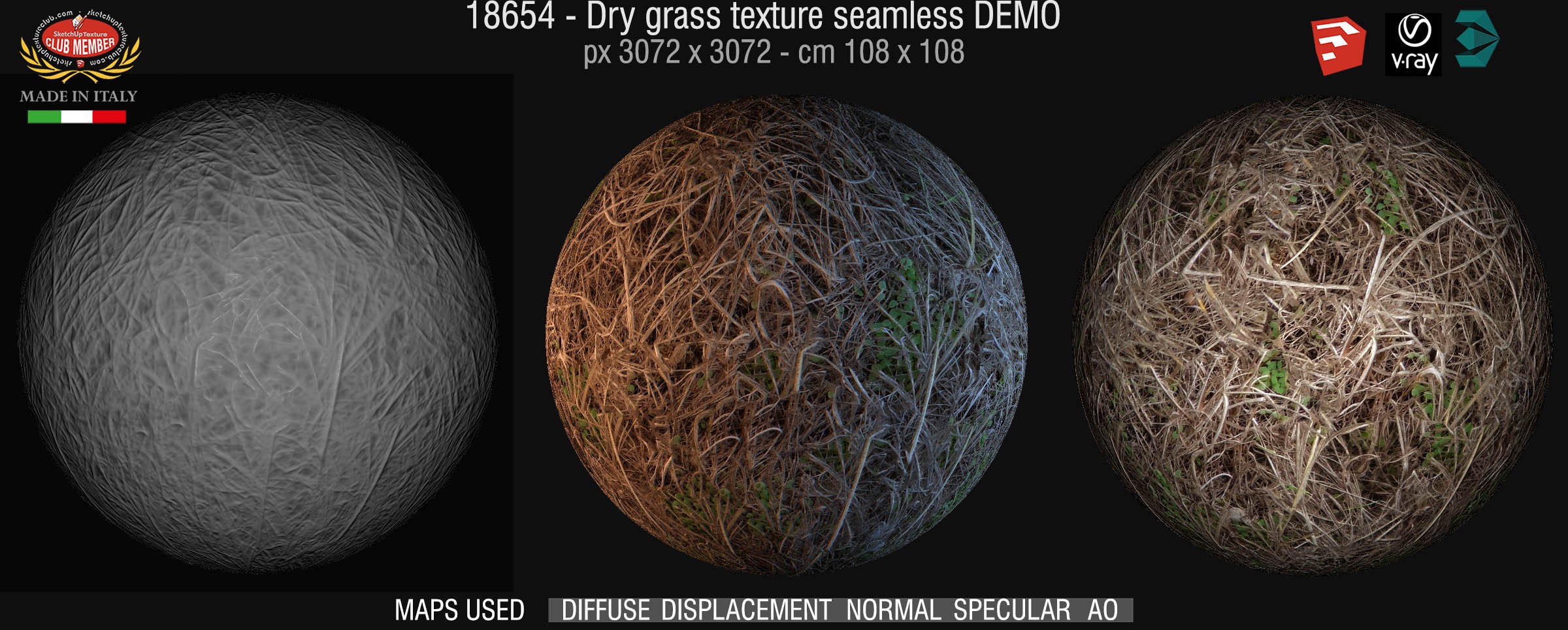 18654 Dry grass texture seamless + maps DEMO
