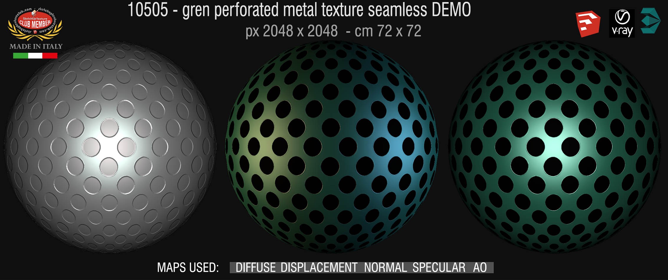 10506 HR Green perforated metal texture seamless + maps DEMO