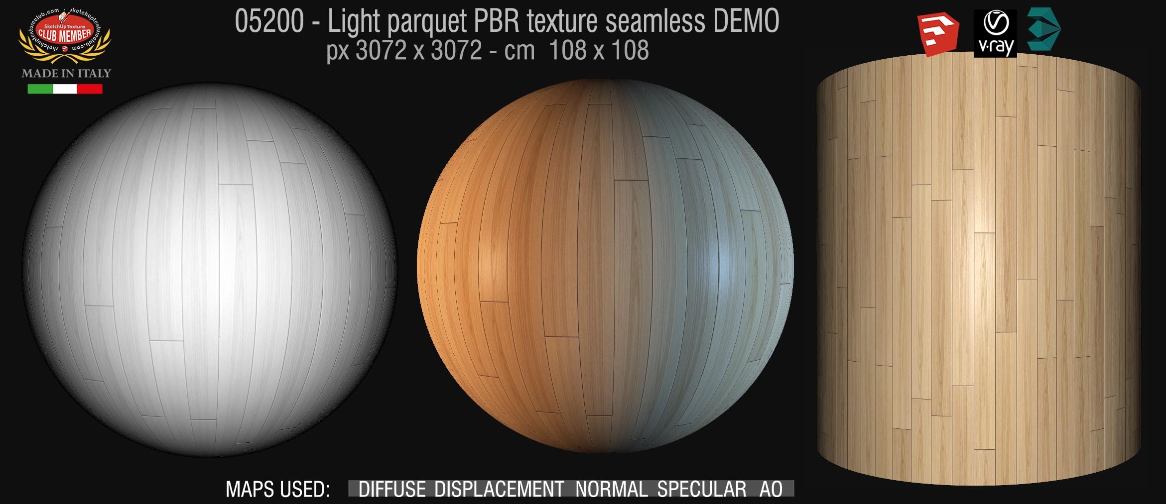 05200 Light parquet PBR texture seamless DEMO