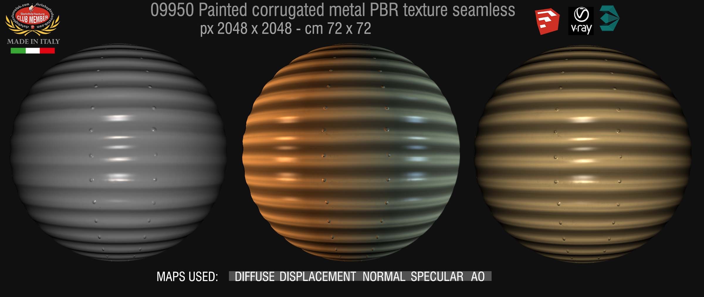 09950 Painted corrugated steel PBR texture seamless DEMO