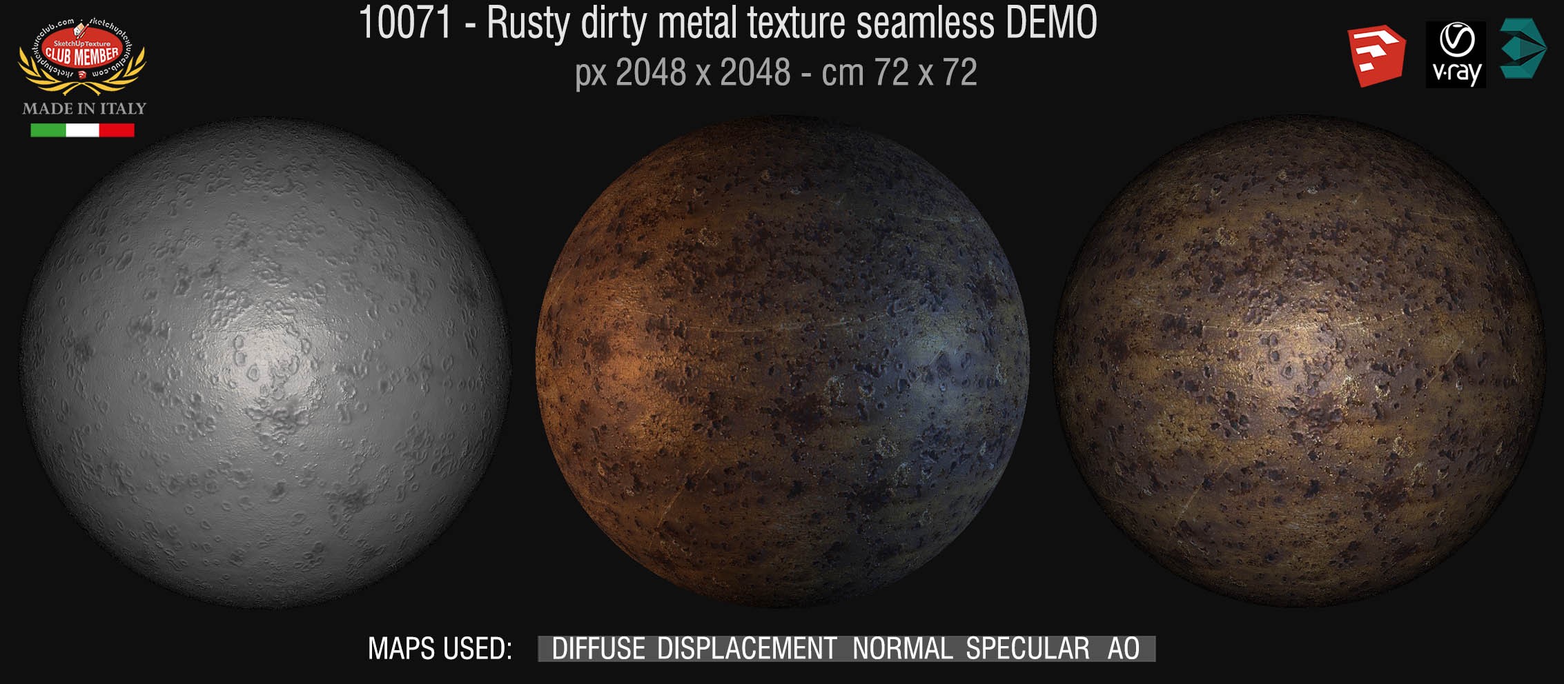 10071 HR Rusty dirty metal texture seamless + maps DEMO