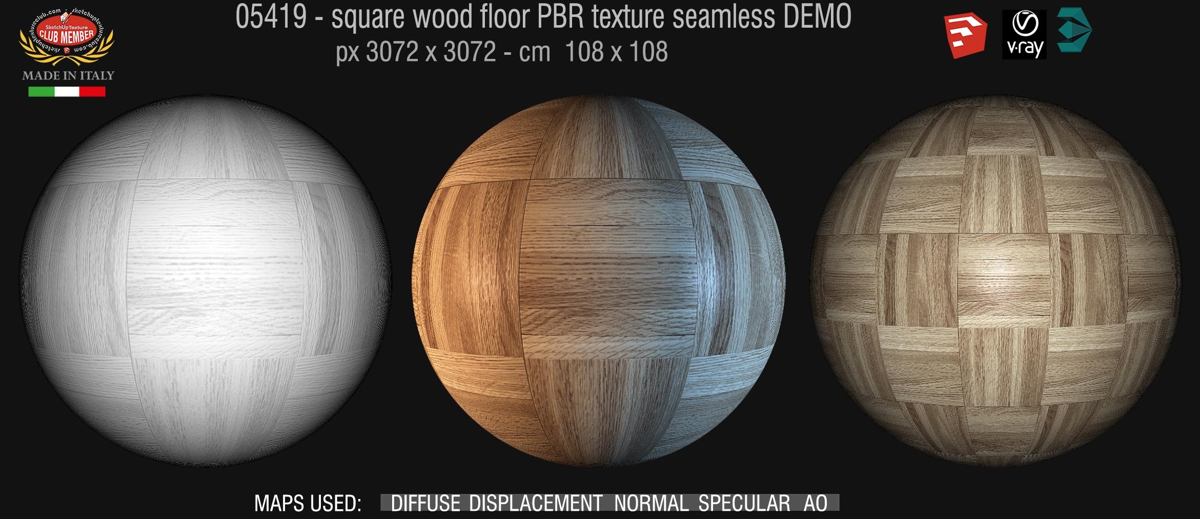05419 square wood floor PBR texture seamless DEMO