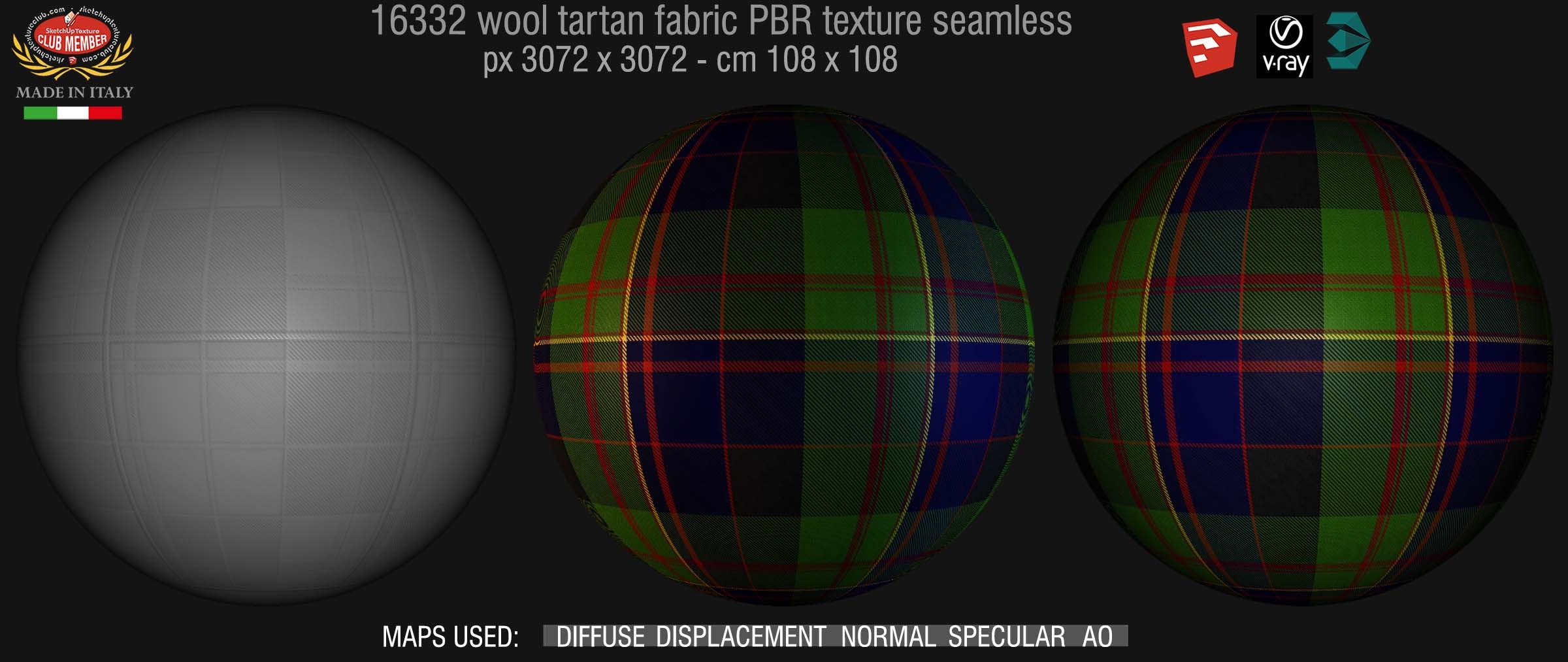 16332 Wool tartan fabric PBR texture seamless DEMO