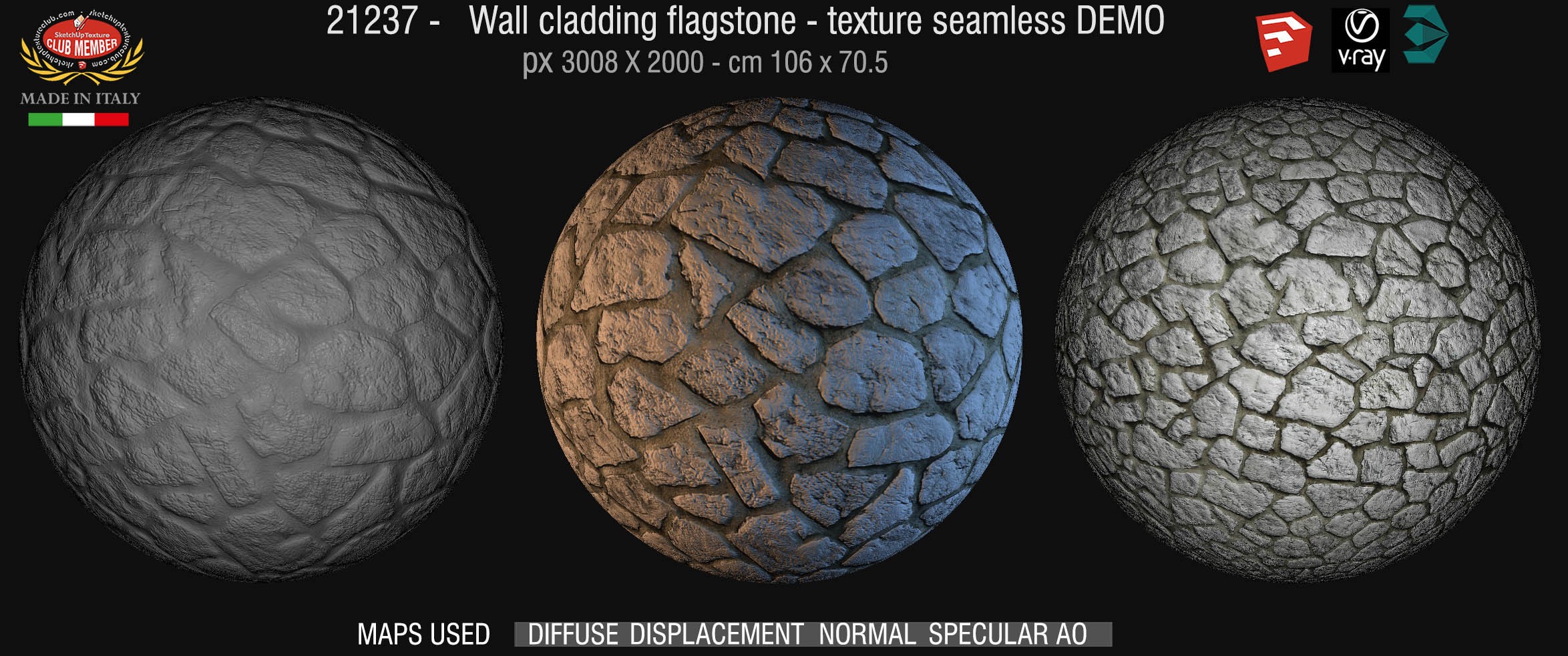 21237 Wall cladding flagstone texture + maps DEMO