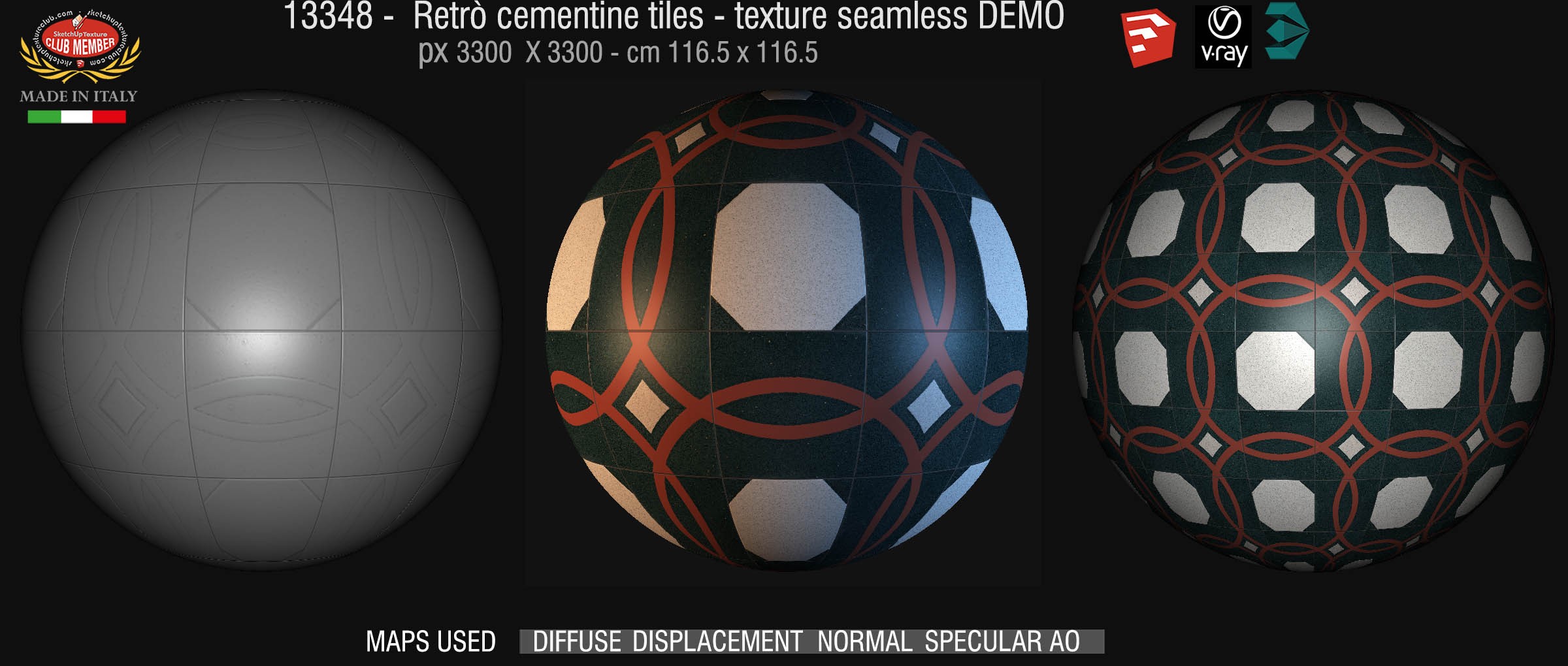 13348 retrò cementine tiles - texture seamless + maps DEMO