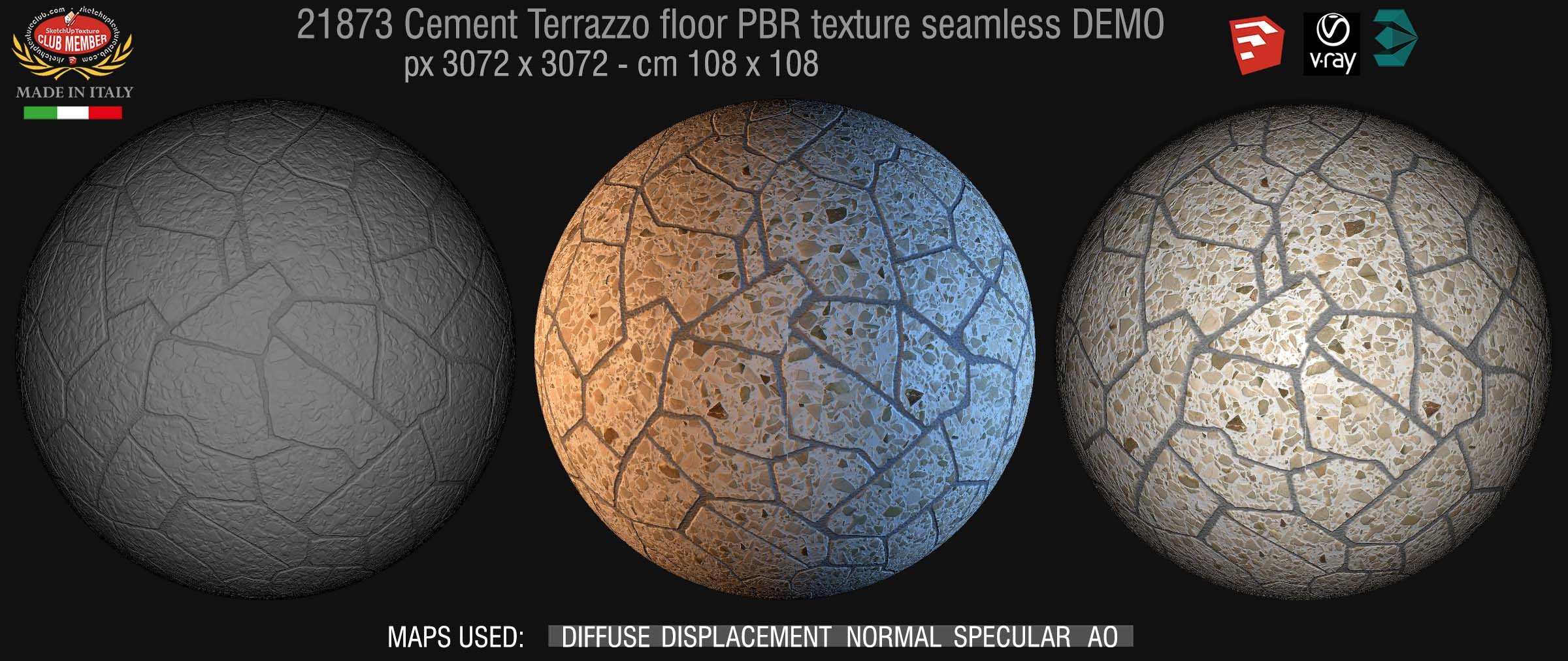 21873  Cement terrazzo floor PBR texture seamless DEMO